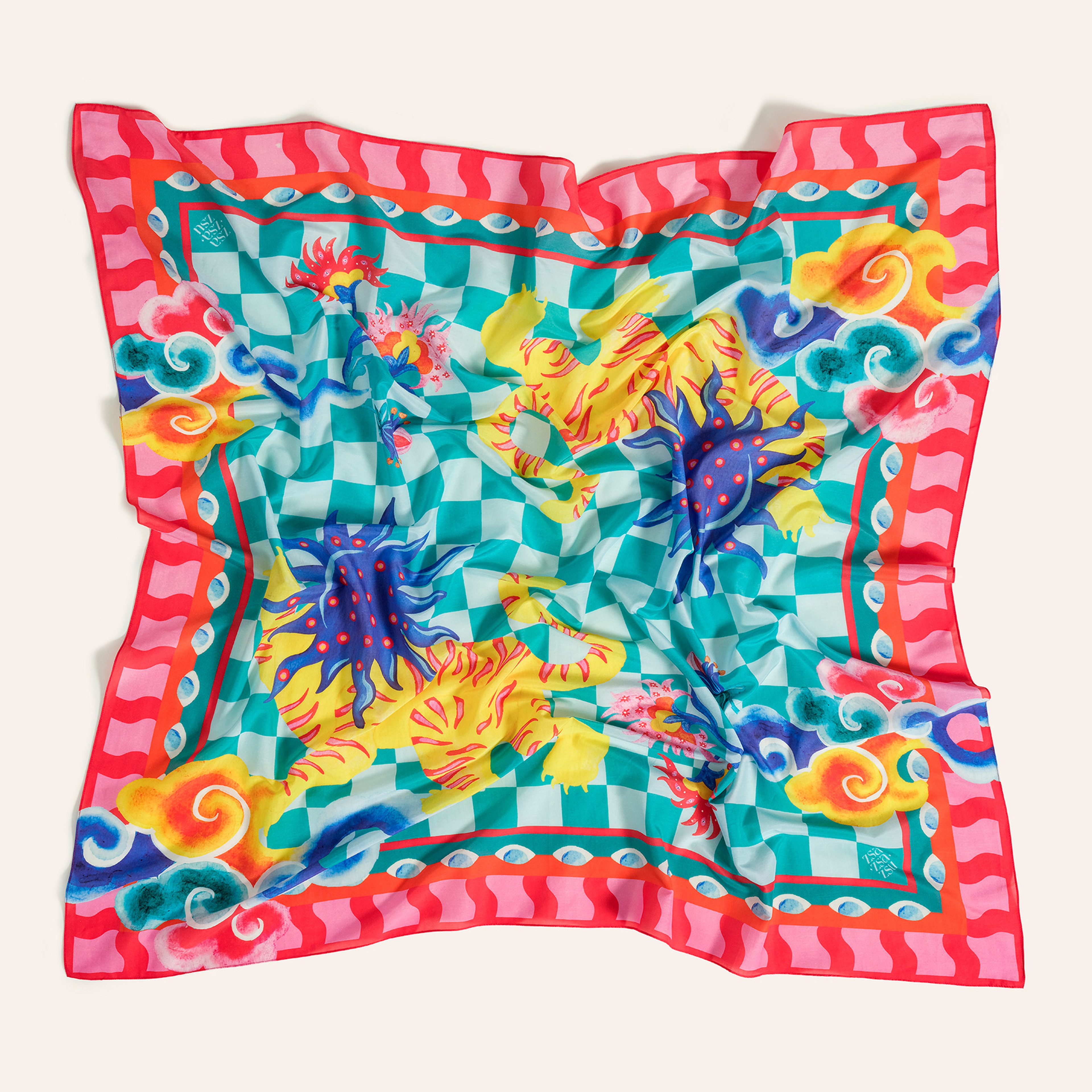 Pera Dijital Baskılı Pamuk Pamuk İpek Pareo 140x140 Cm Mavi