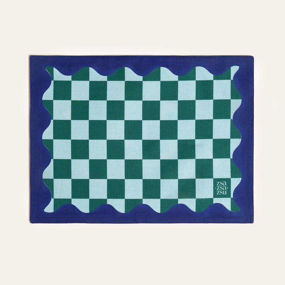 Nilüfer Dijital Baskılı Pamuk Amerikan Servis 35x50 Cm Yeşil - Mavi