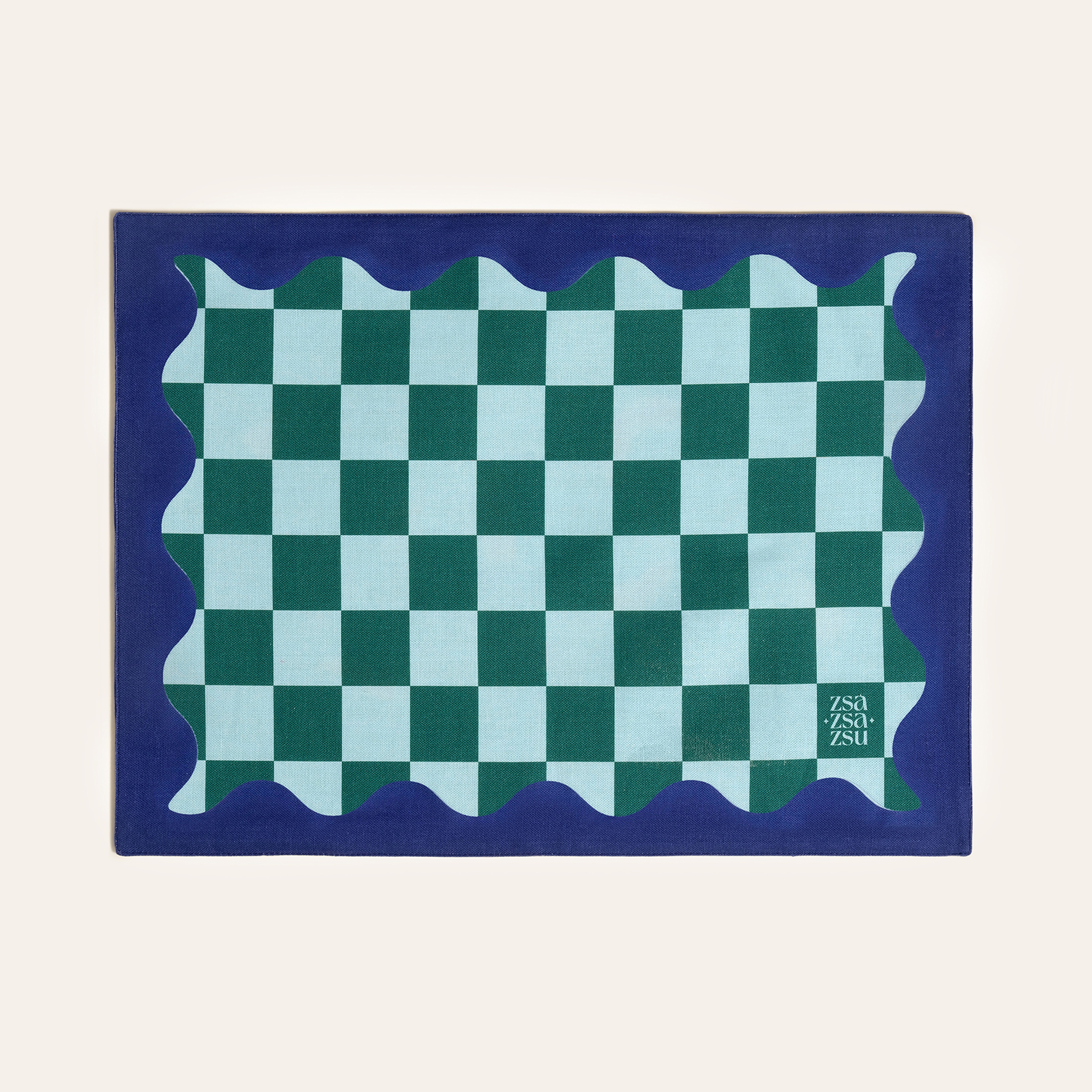 Nilüfer Dijital Baskılı Pamuk Amerikan Servis 35x50 Cm Yeşil - Mavi