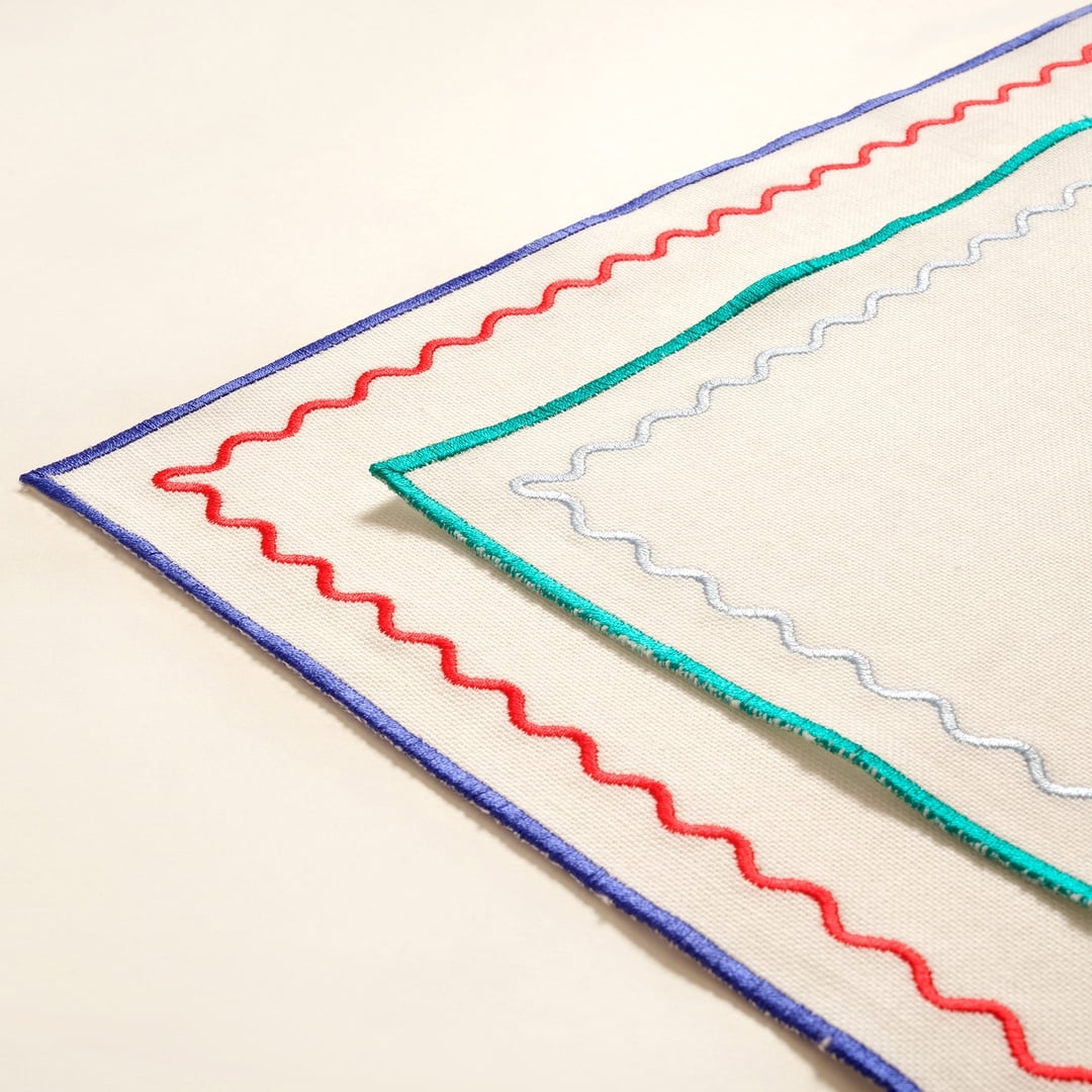 Nilüfer Nakışlı Pamuk Peçete 45x45 Cm Yeşil - Mavi