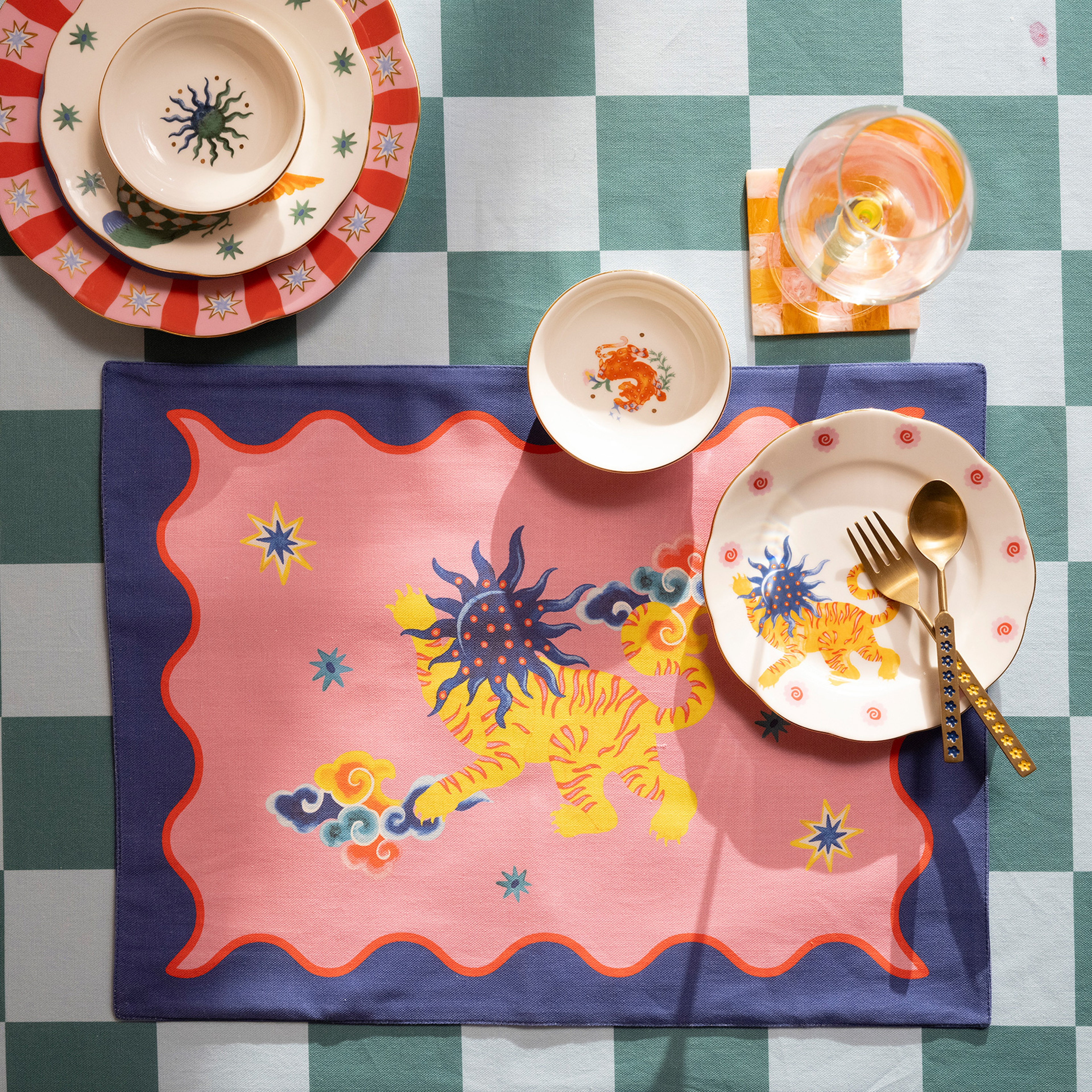 Nilüfer Dijital Baskılı Pamuk Amerikan Servis 35x50 Cm Pembe - Kırmızı