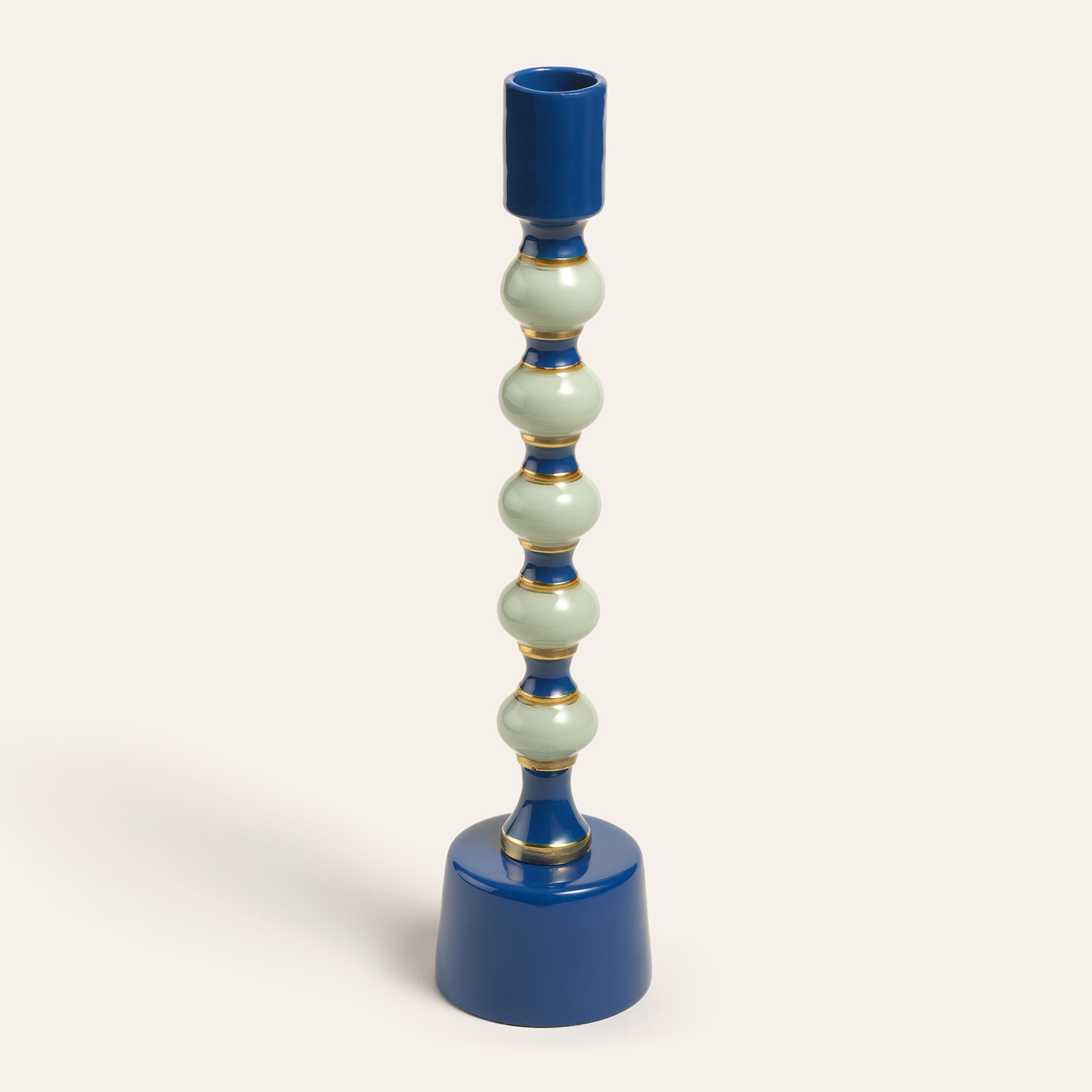 Nanpur Metal Şamdan 7x7x28 Cm Mavi