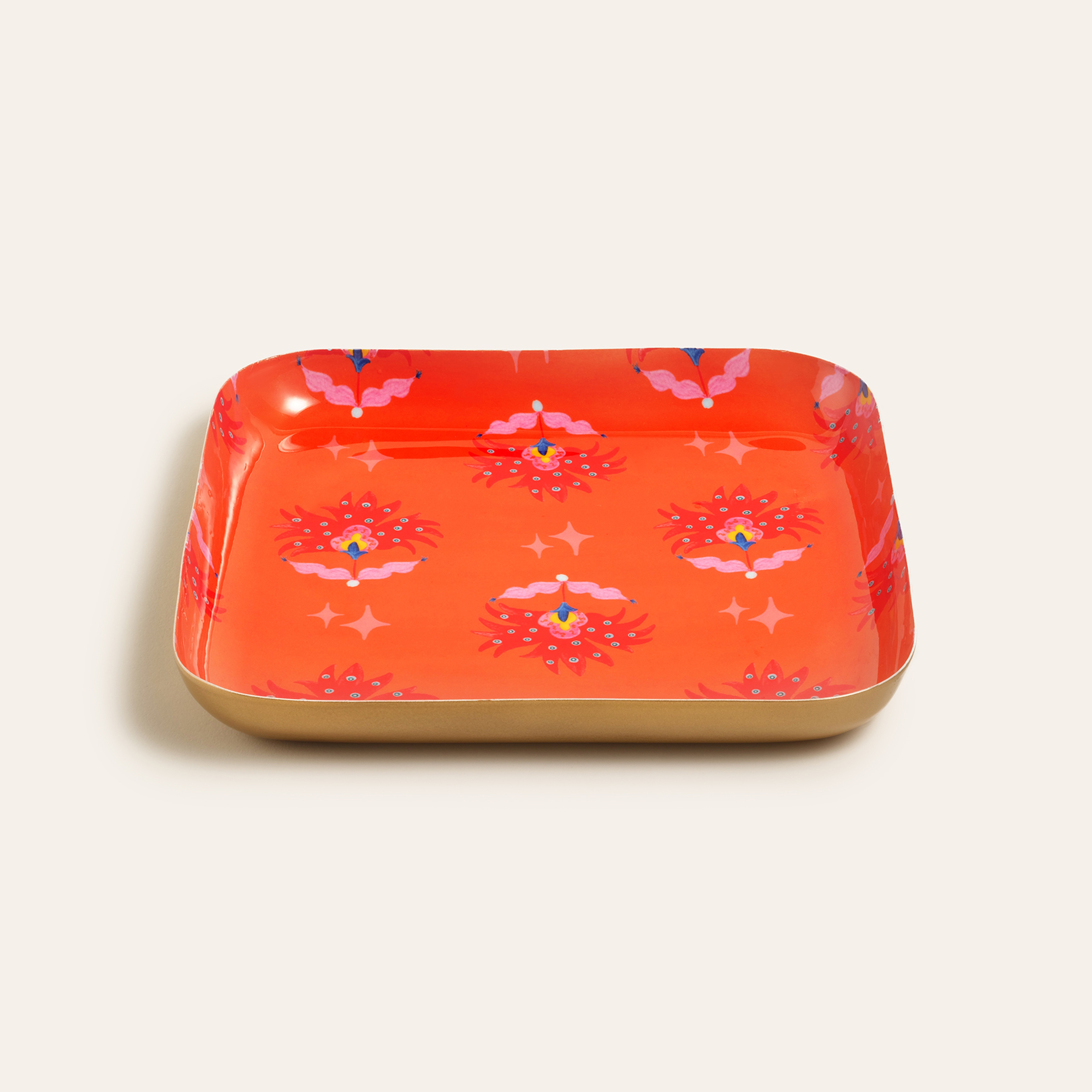 Nanpur Metal Dekoratif Tepsi 19x19x2 Cm Turuncu