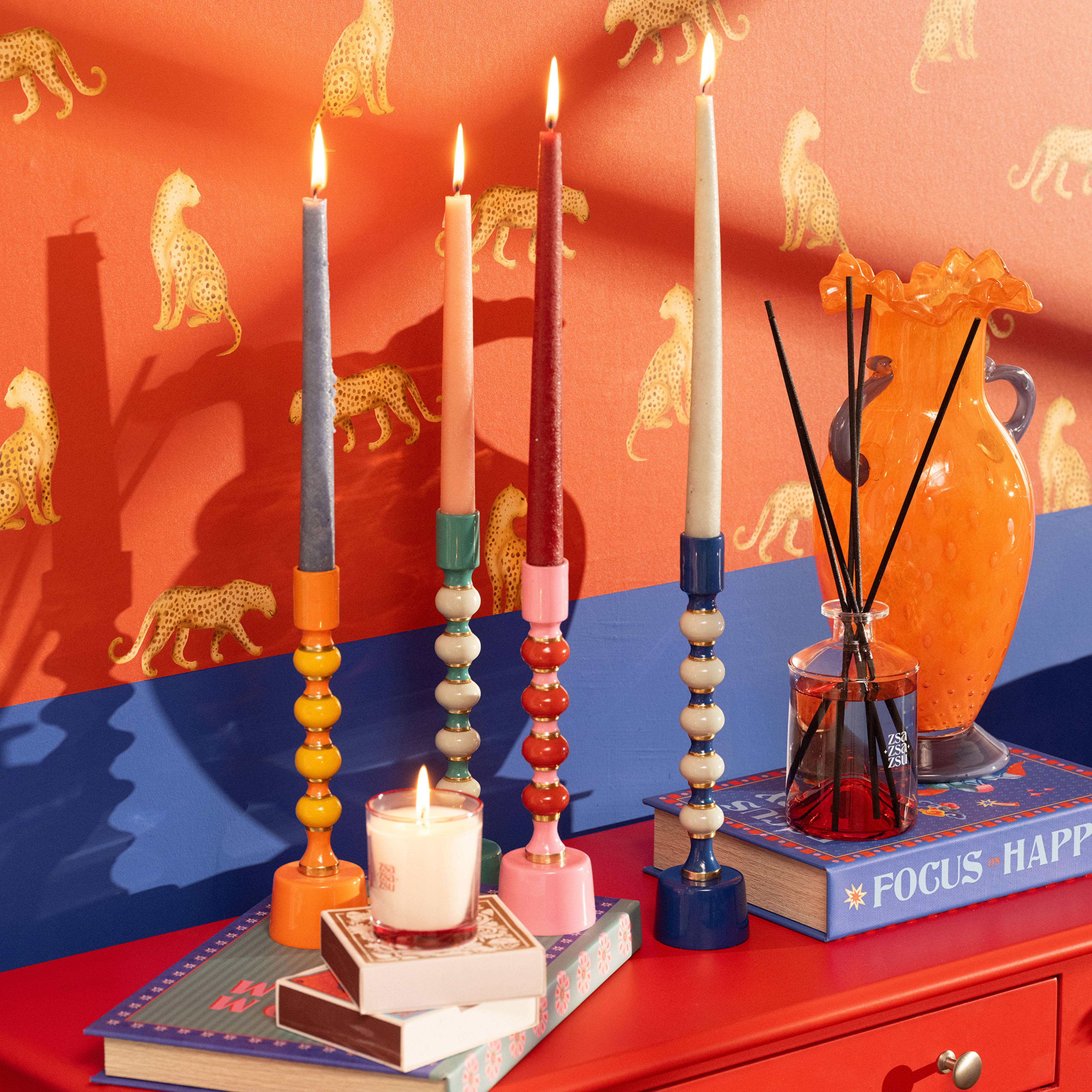 Nanpur Metal Şamdan 7x7x23 Cm Turuncu