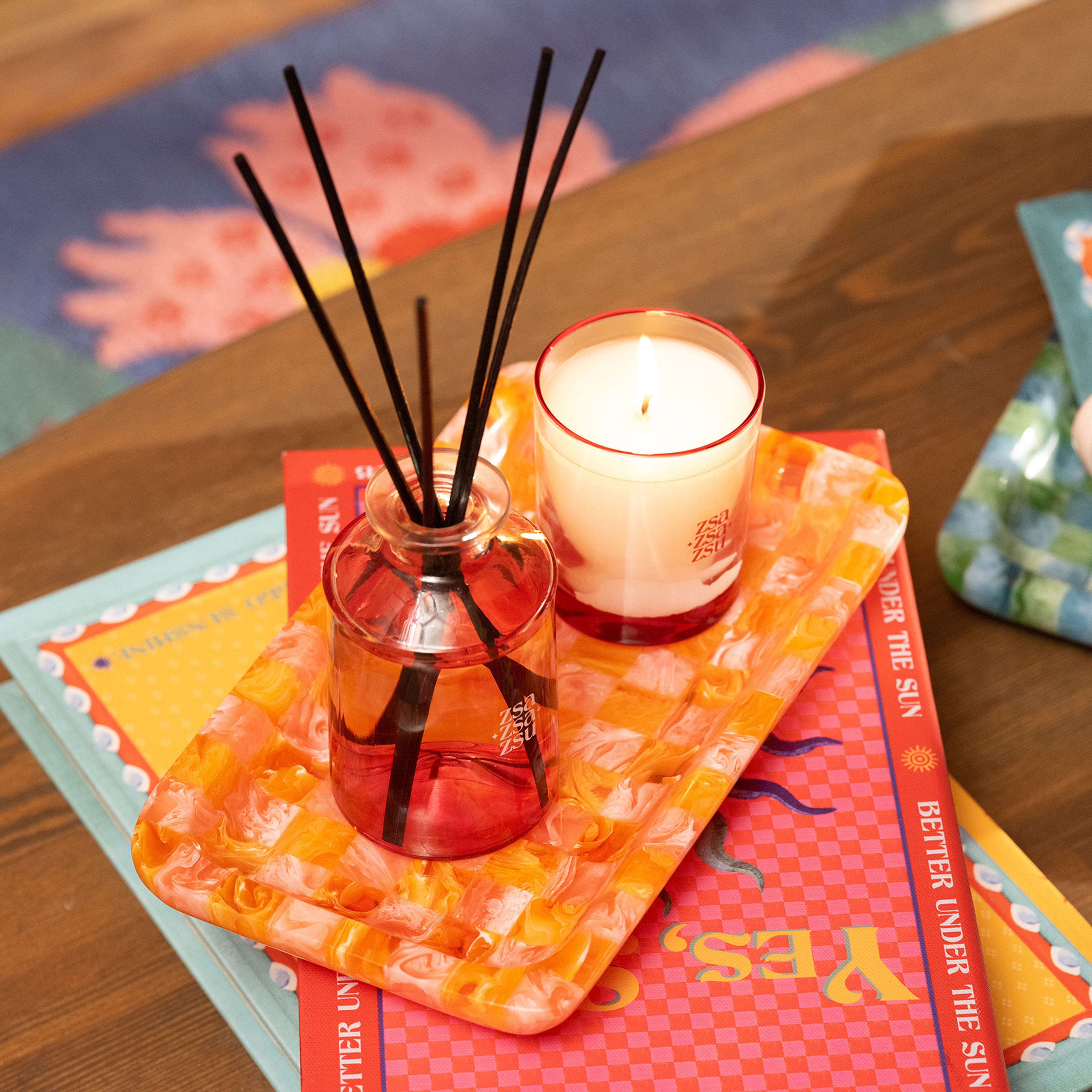 Tanda Reçine Tepsi 25x15x3 Cm Turuncu - Pembe