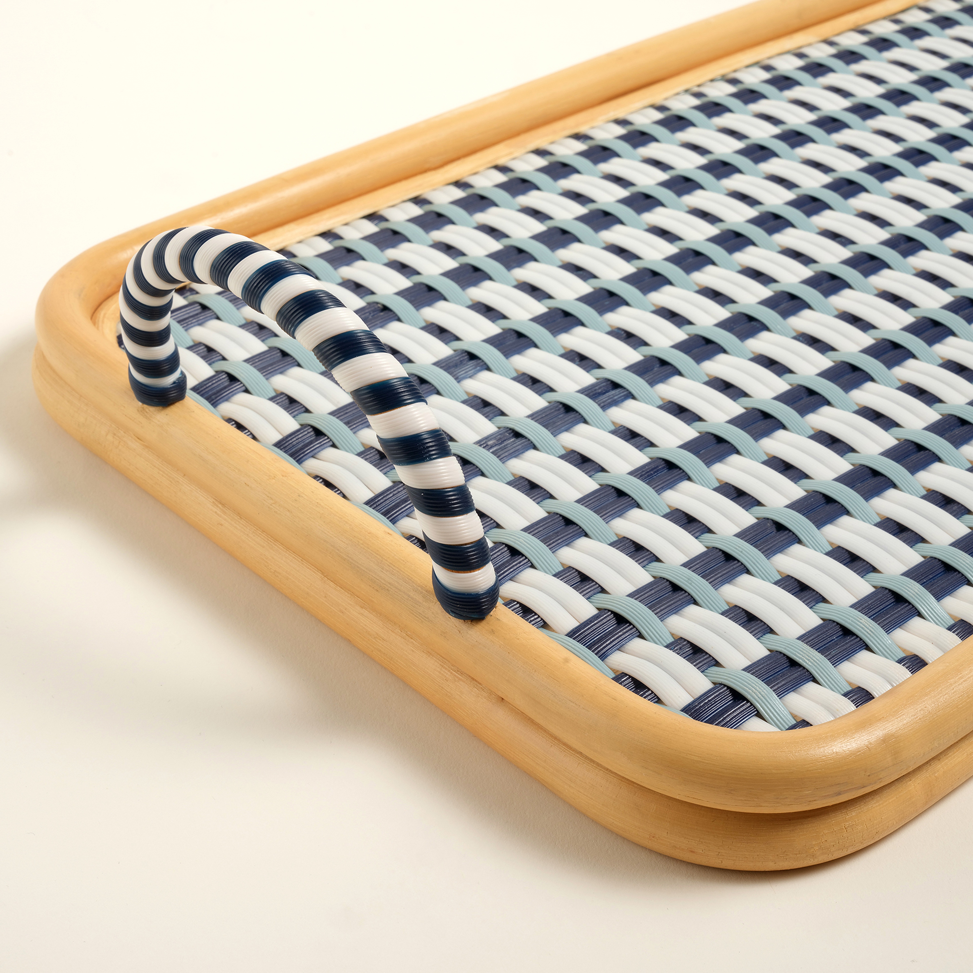 Java Sentetik Rattan Dekoratif Tepsi 51 Cm Lacivert