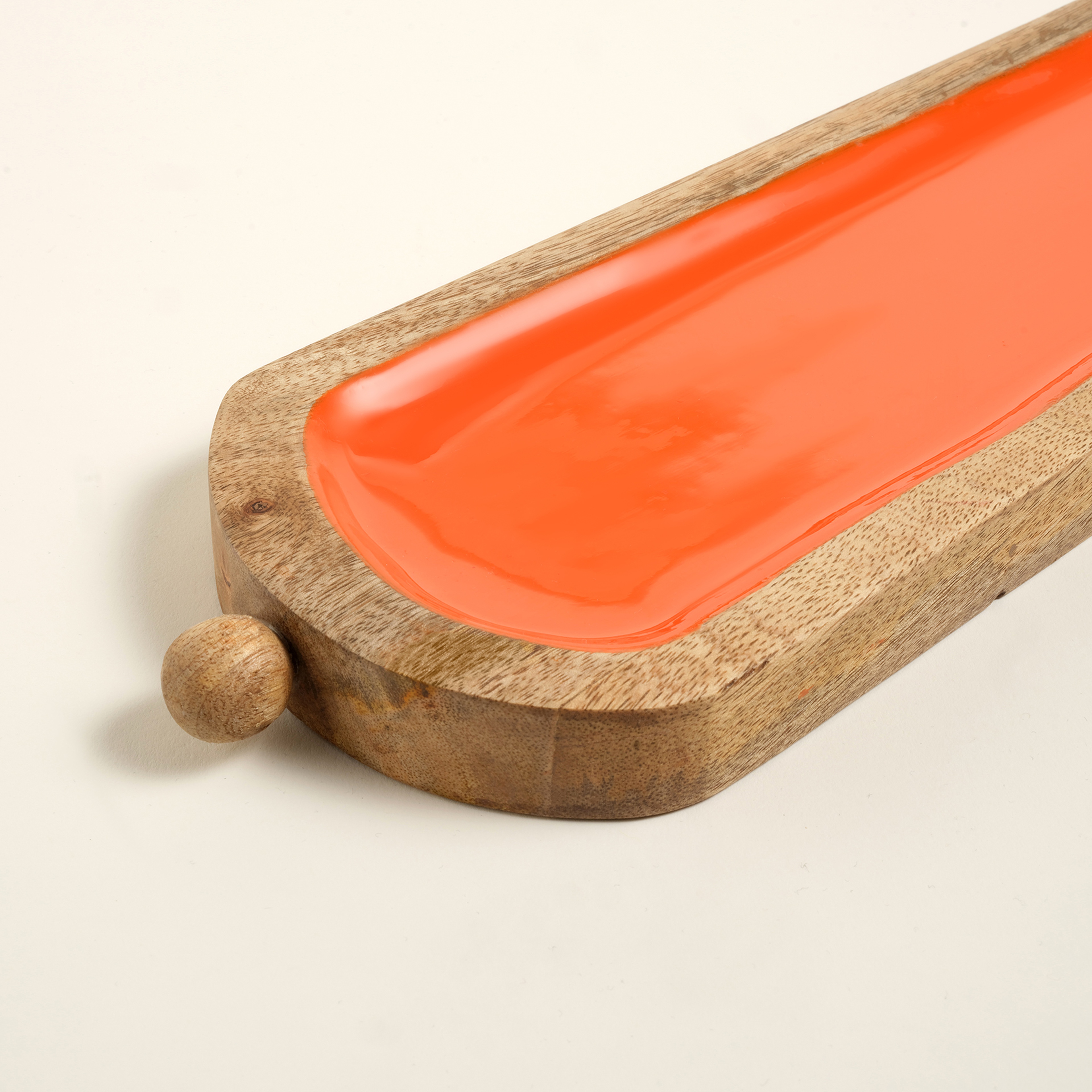 Lakrı Mango Ağacı Tepsi 59x12x3 Cm Turuncu