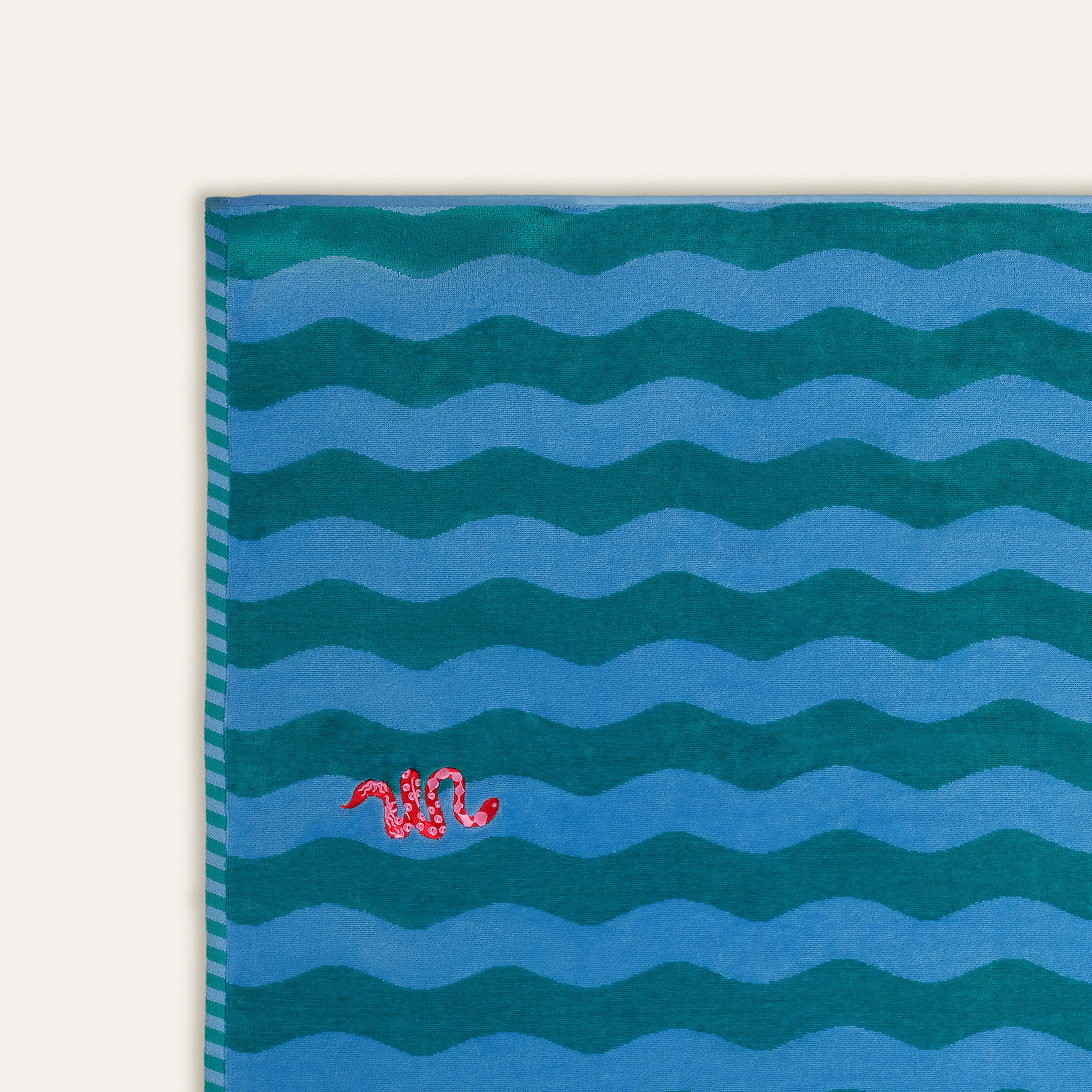 Tabea Nakışlı Pamuk Plaj Havlusu 90x180 Cm Yeşil - Mavi