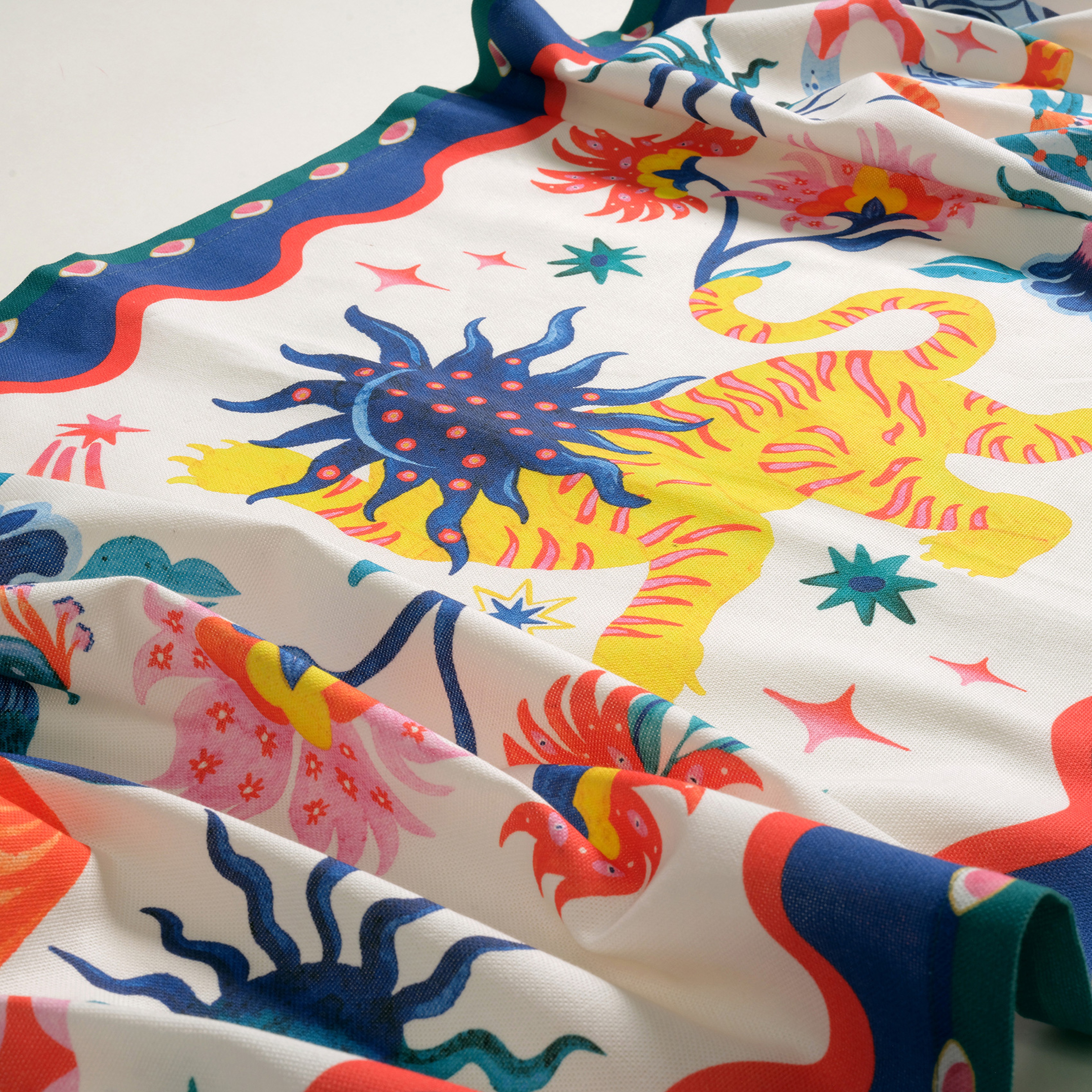 Nilüfer Dijital Baskılı Püsküllü Pamuk Runner 50x180 Cm Renkli