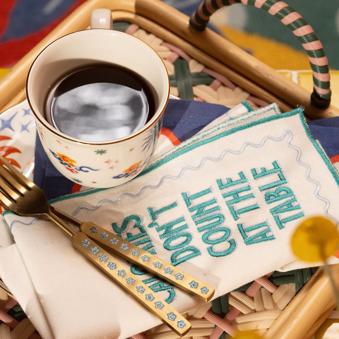 Nilüfer Nakışlı Pamuk Peçete 45x45 Cm Yeşil - Mavi