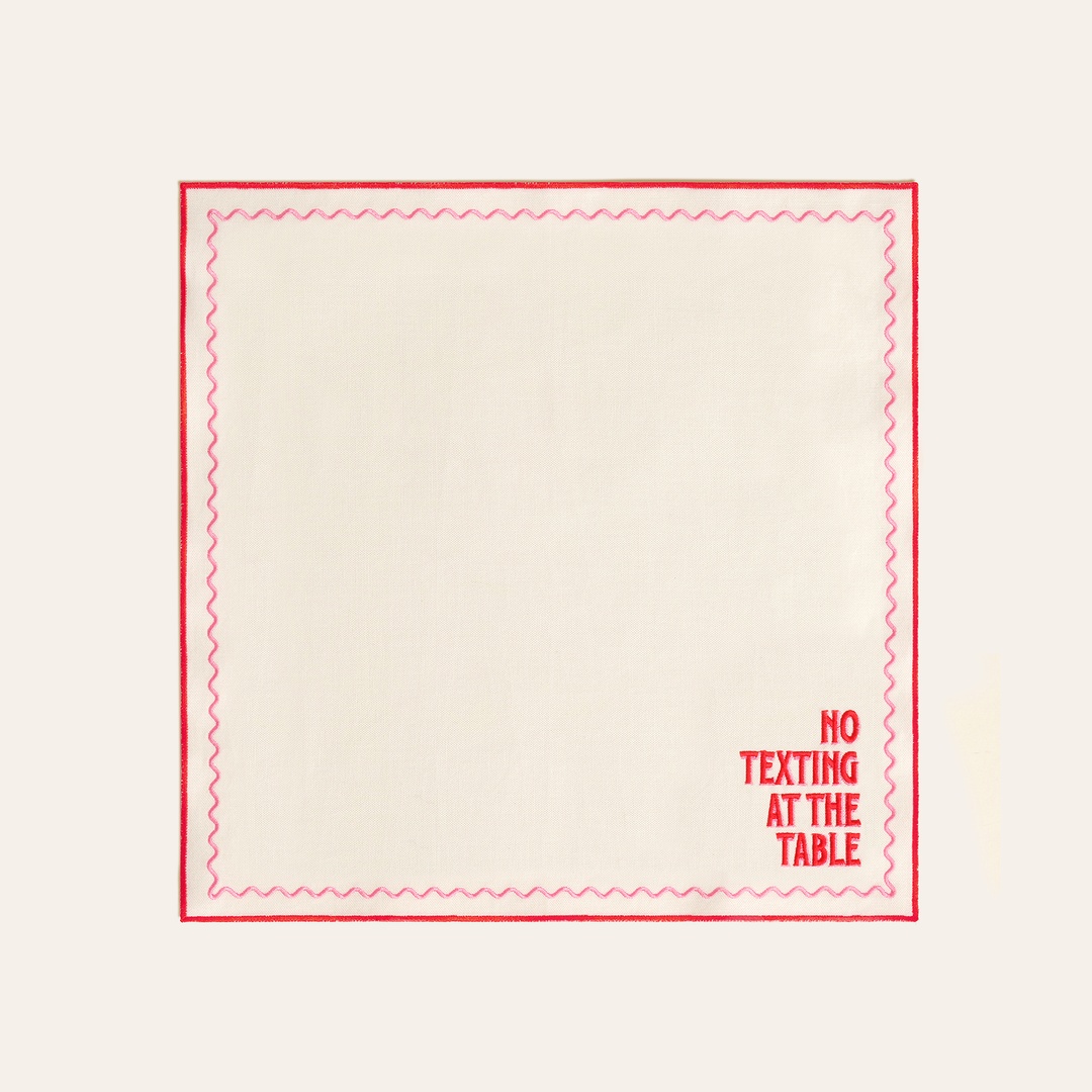 Nilüfer Nakışlı Pamuk Peçete 45x45 Cm Pembe - Kırmızı