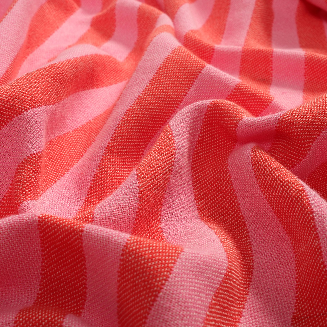 Baklan Nakışlı Pamuk Pamuklu Peştamal 90x170 Cm Kırmızı - Pembe