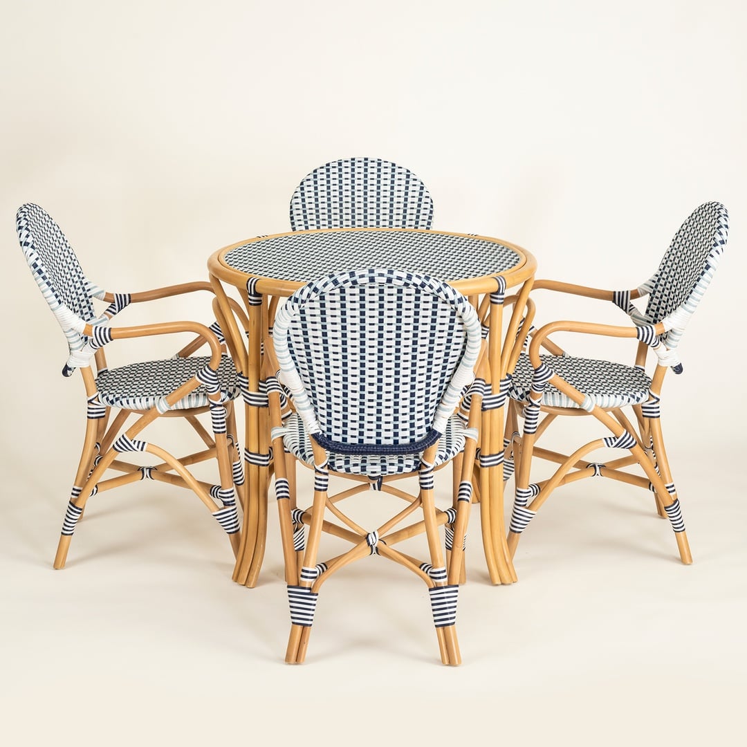 Java Rattan - Synthetıc Yemek Masası 86x86x76 Cm Mavi