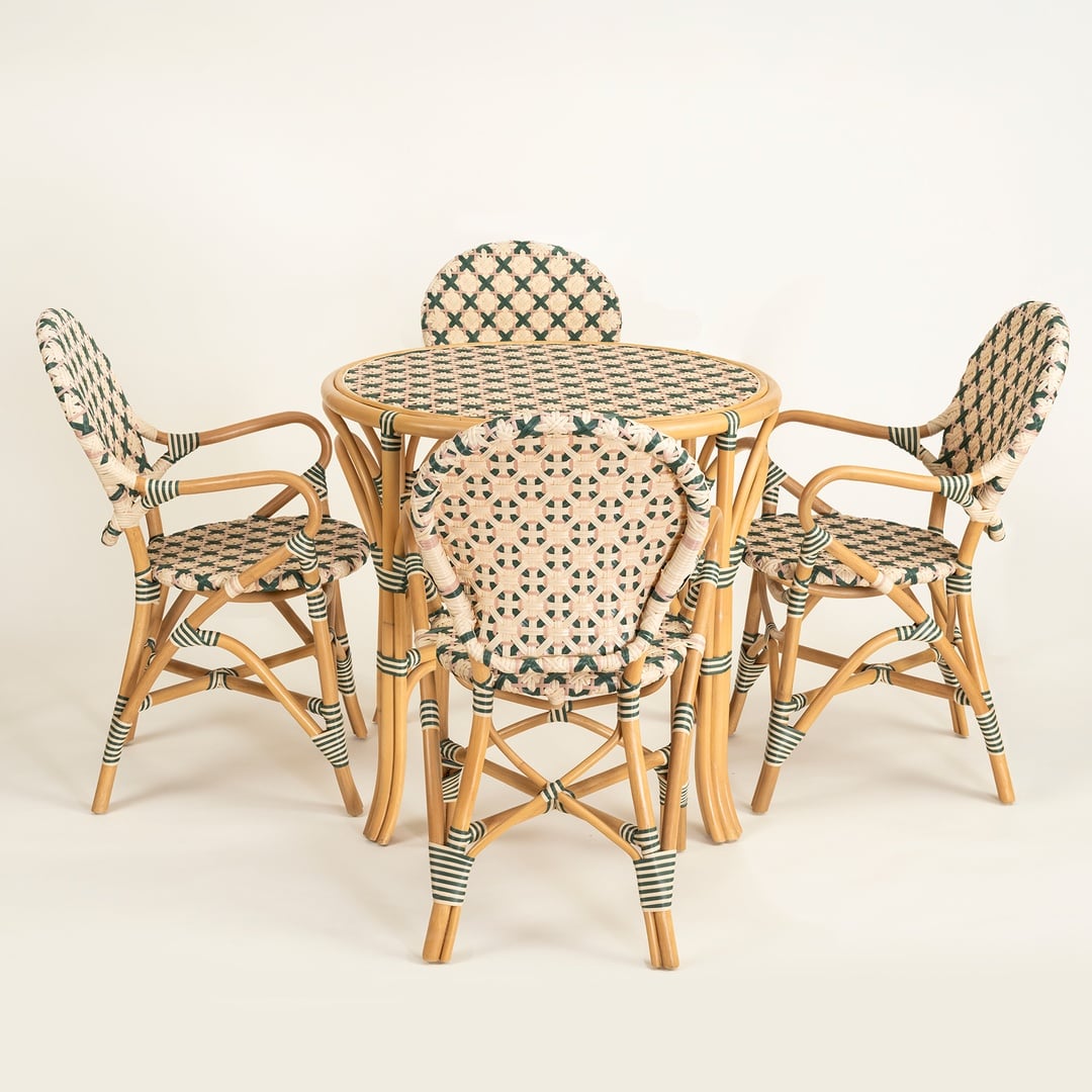 Java Rattan - Synthetıc Yemek Masası 86x86x76 Cm Yeşil