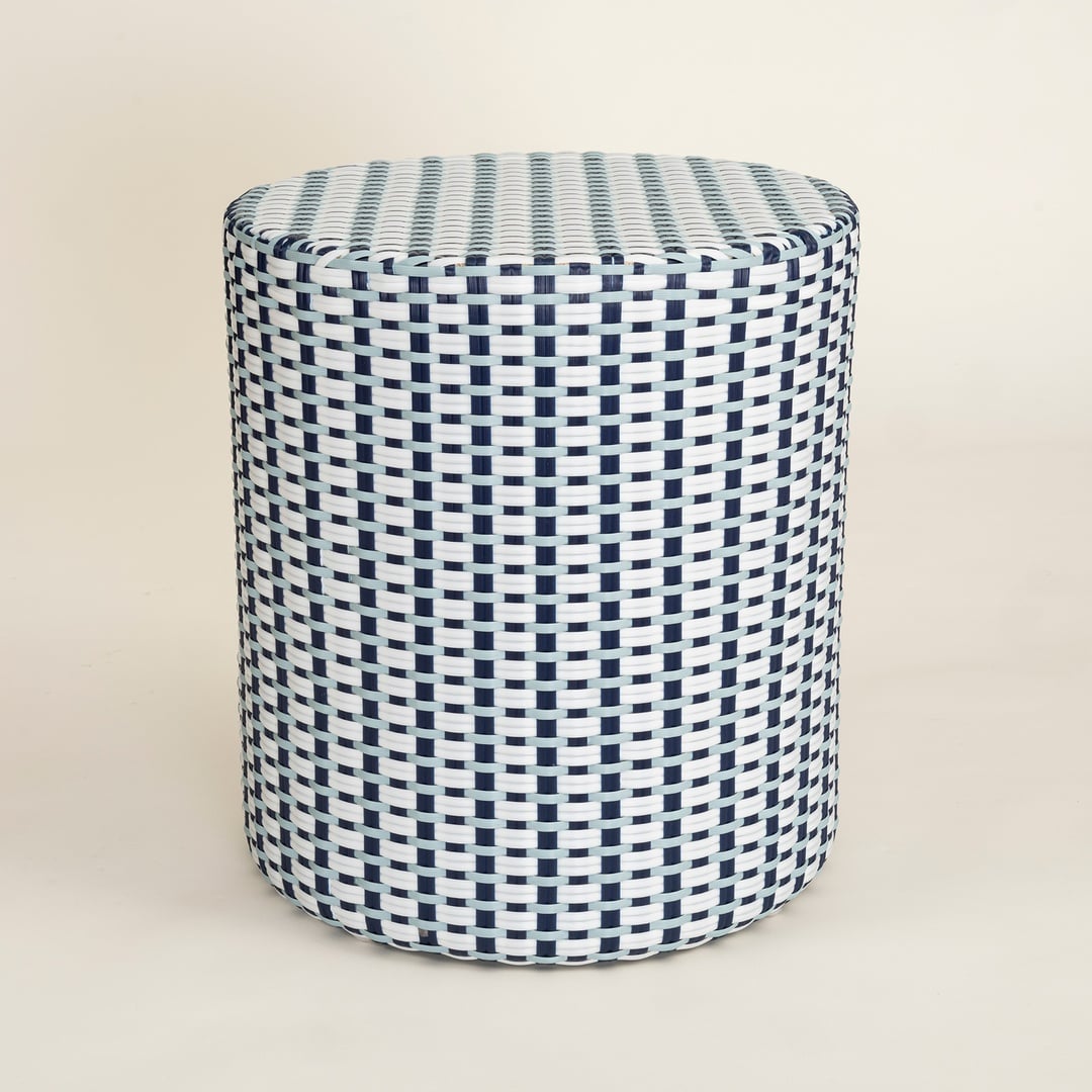 Java Rattan - Synthetıc Puf 40x40x45 Cm Mavi