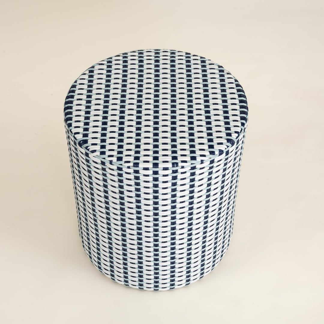 Java Rattan - Synthetıc Puf 40x40x45 Cm Mavi