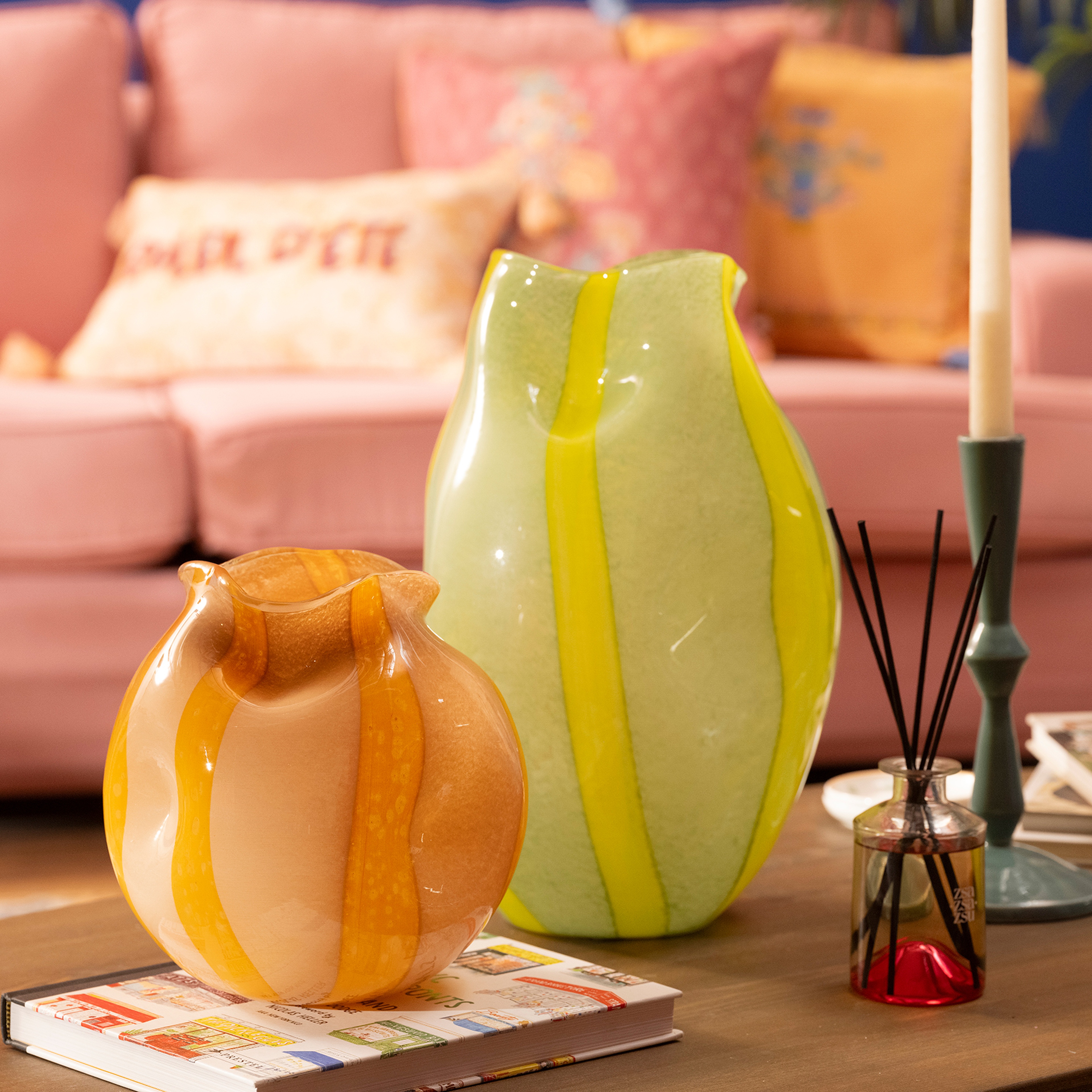 Macau Cam Vazo 20 Cm Sarı