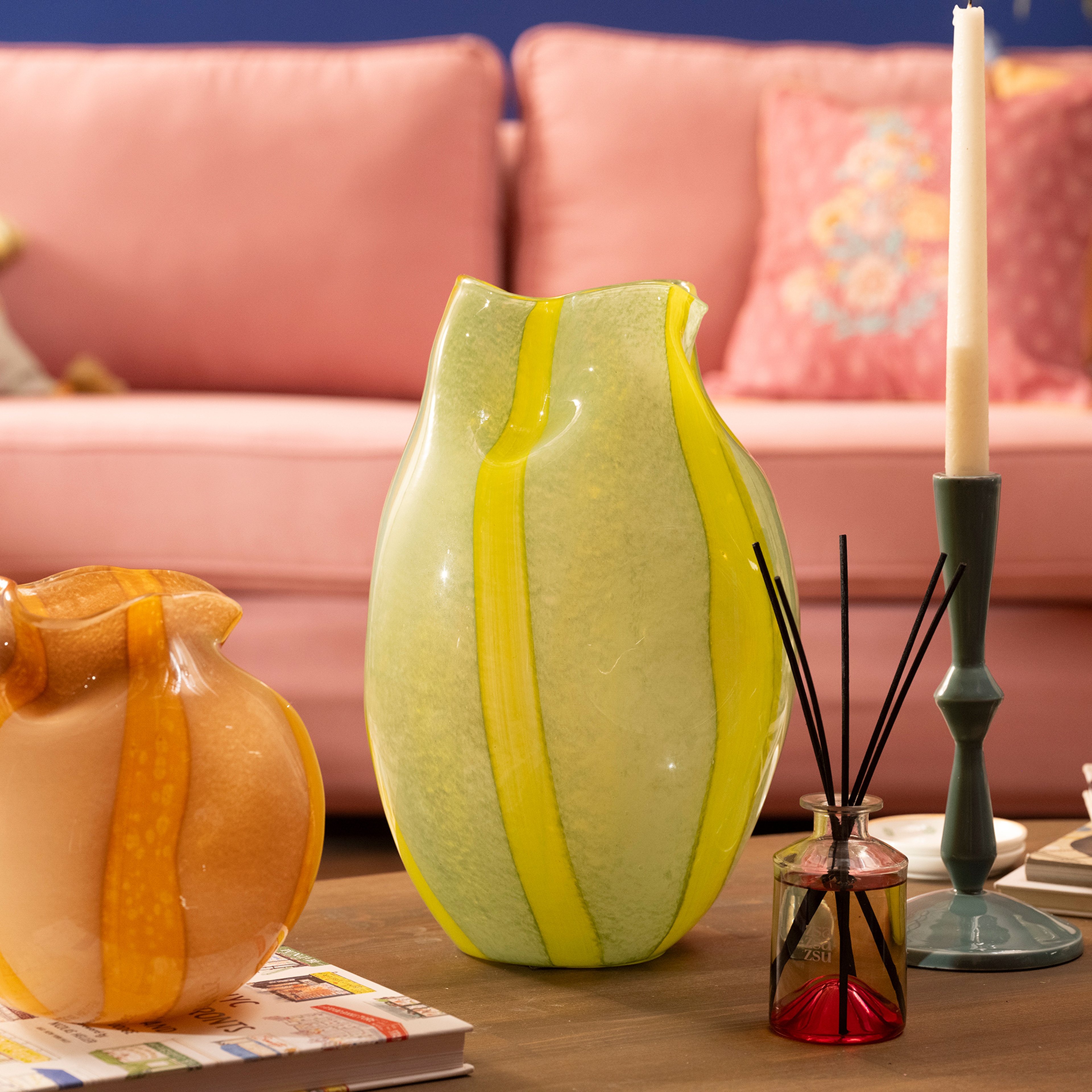 Macau Cam Vazo 35 Cm Yeşil