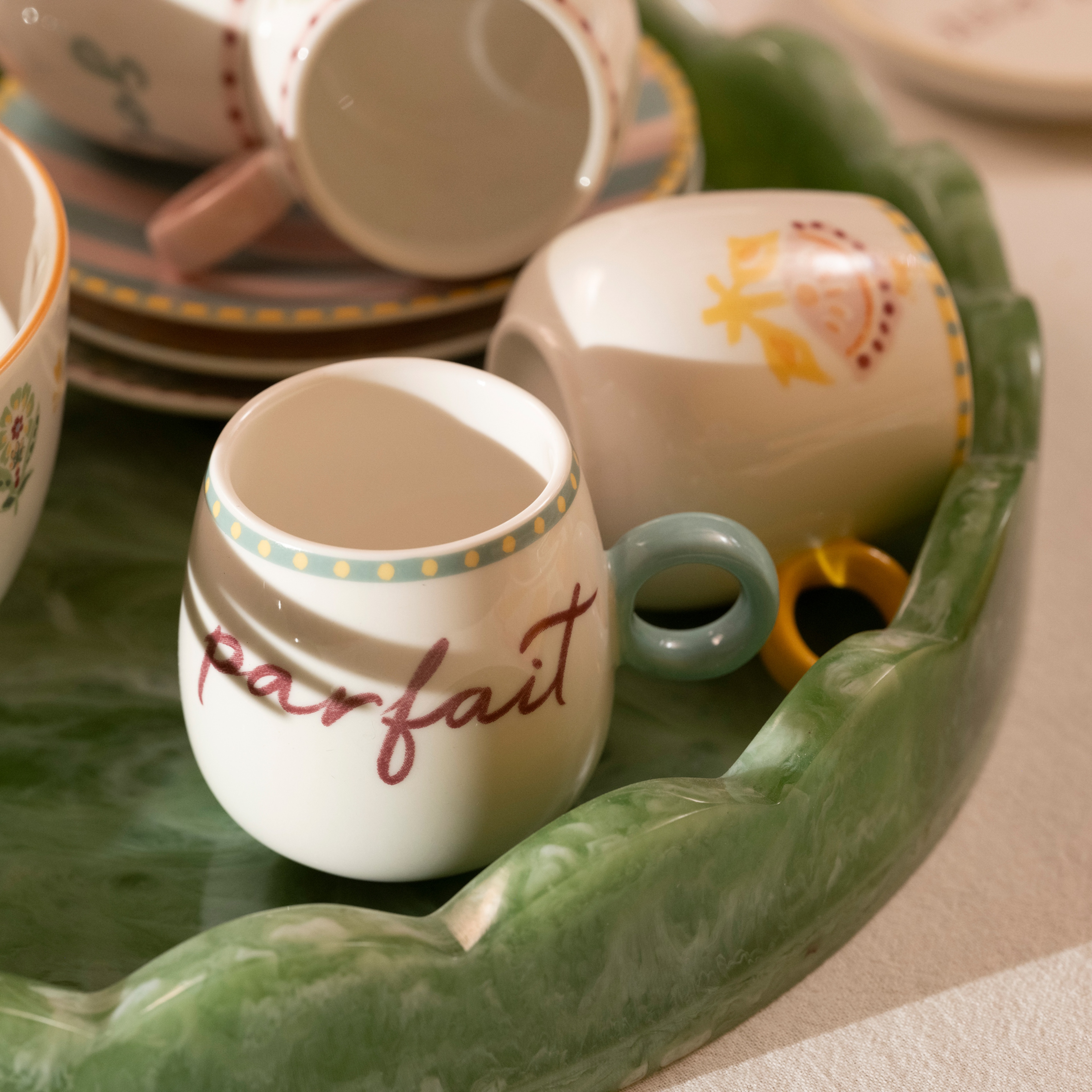 Luohu Porselen Kahve Seti 5x5x6 Cm Renkli