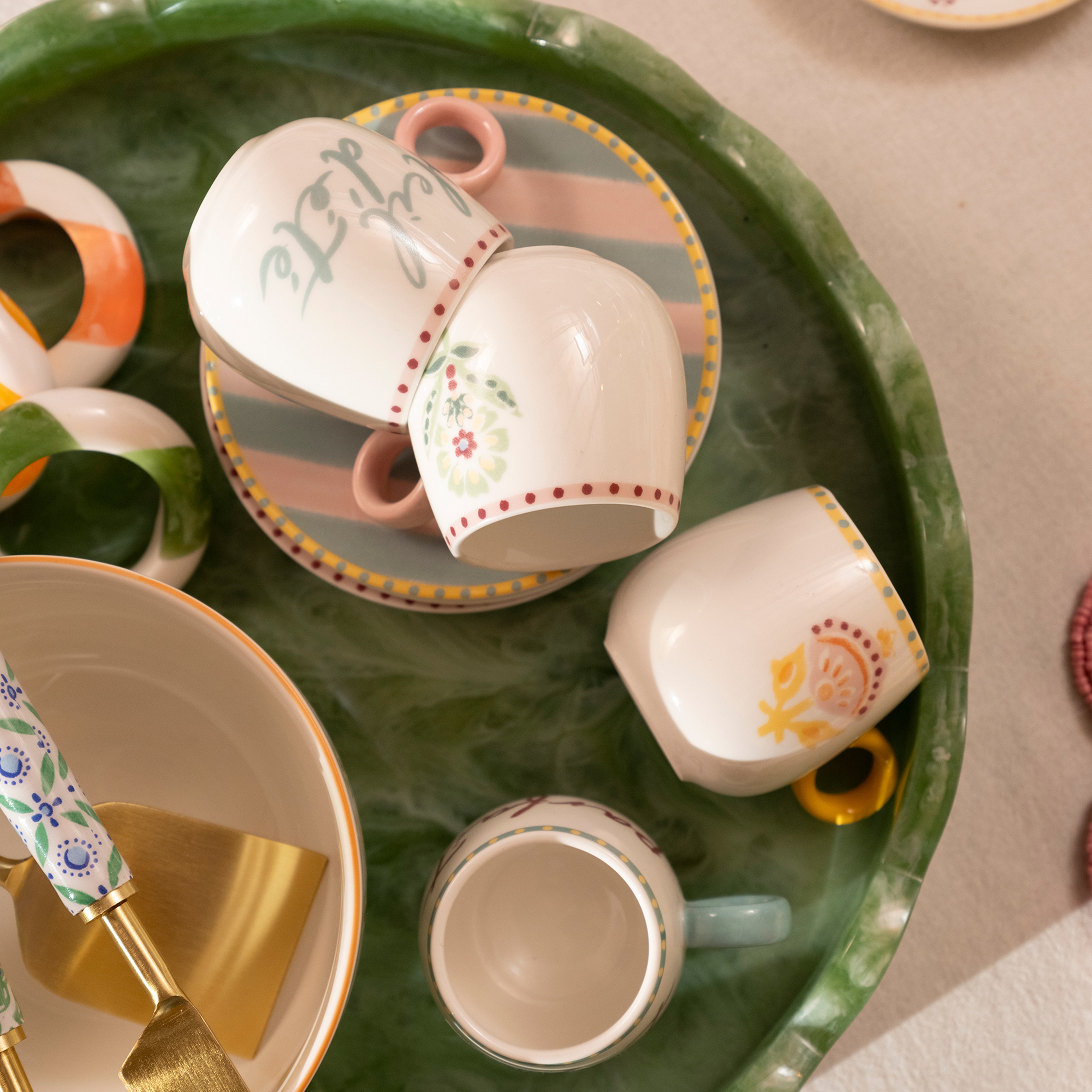 Luohu Porselen Kahve Seti 90 Ml Renkli