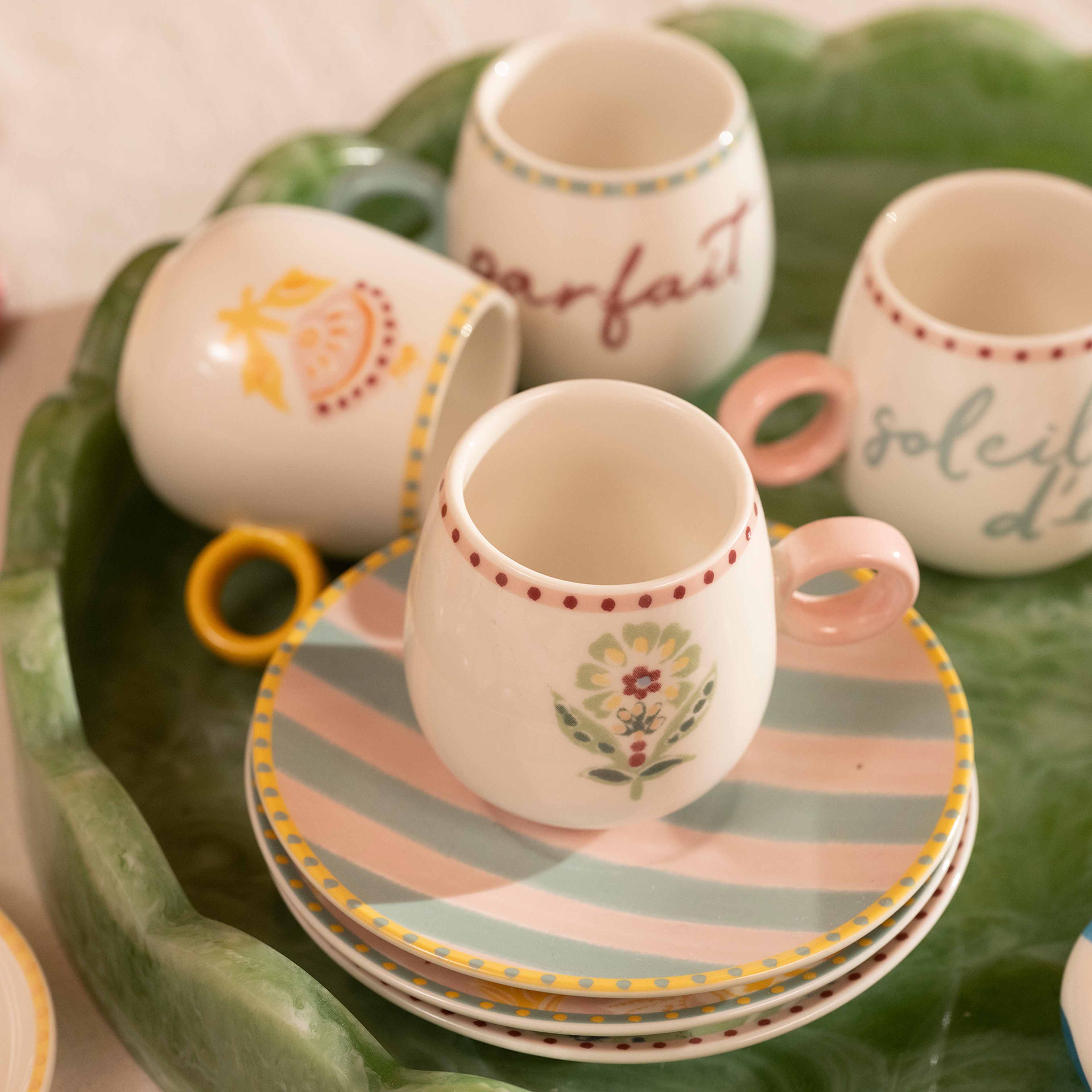 Luohu Porselen Kahve Seti 5x5x6 Cm Renkli