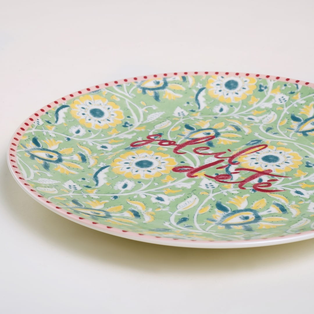 Luohu Porselen Pasta Tabağı 20x20x2 Cm Renkli