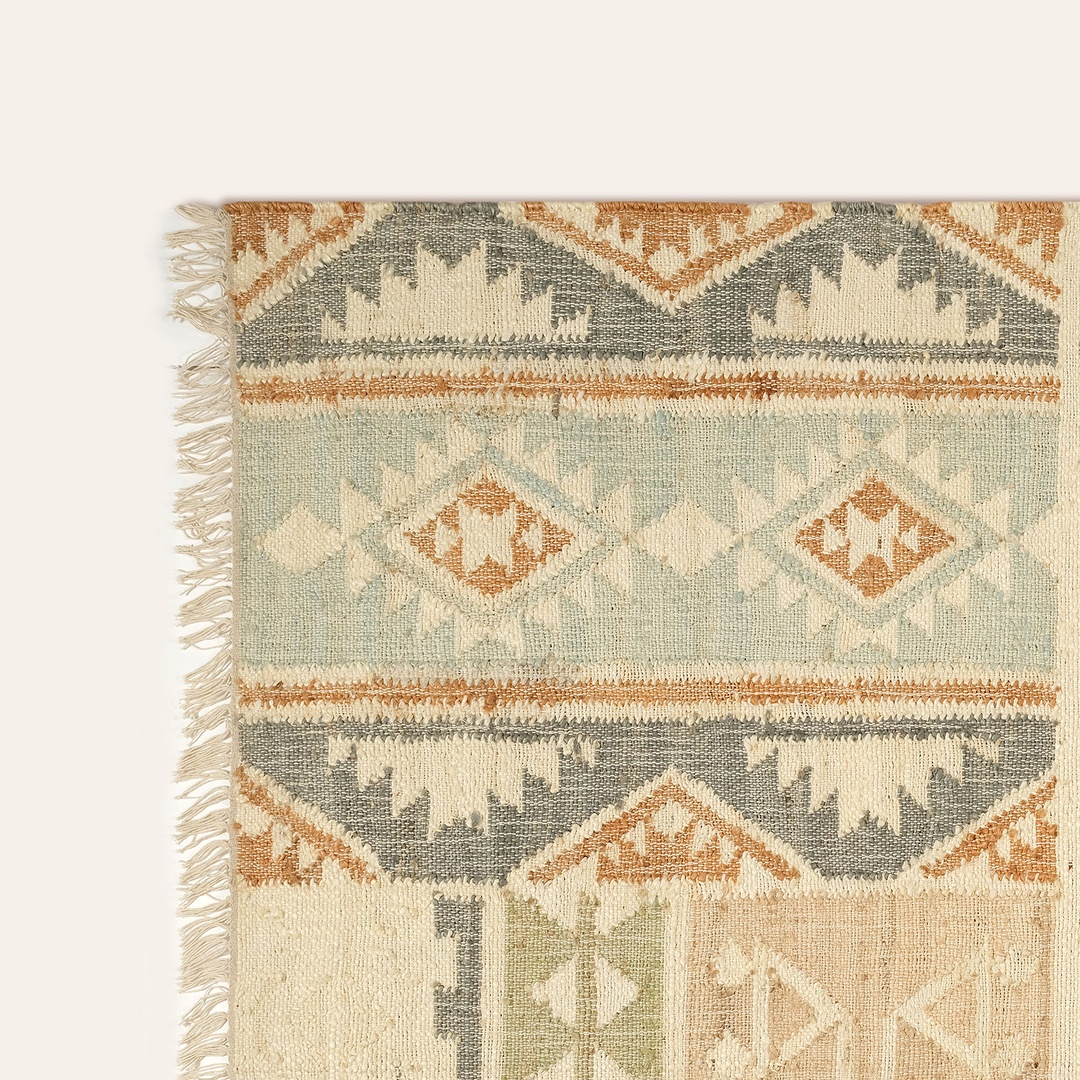 Jaıpur Jüt Kilim 120x180 Cm Bej - Mavi