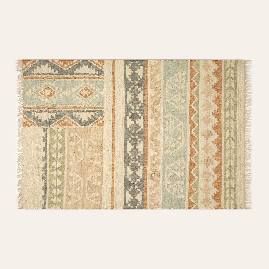 Jaıpur Jüt Kilim 120x180 Cm Bej - Mavi