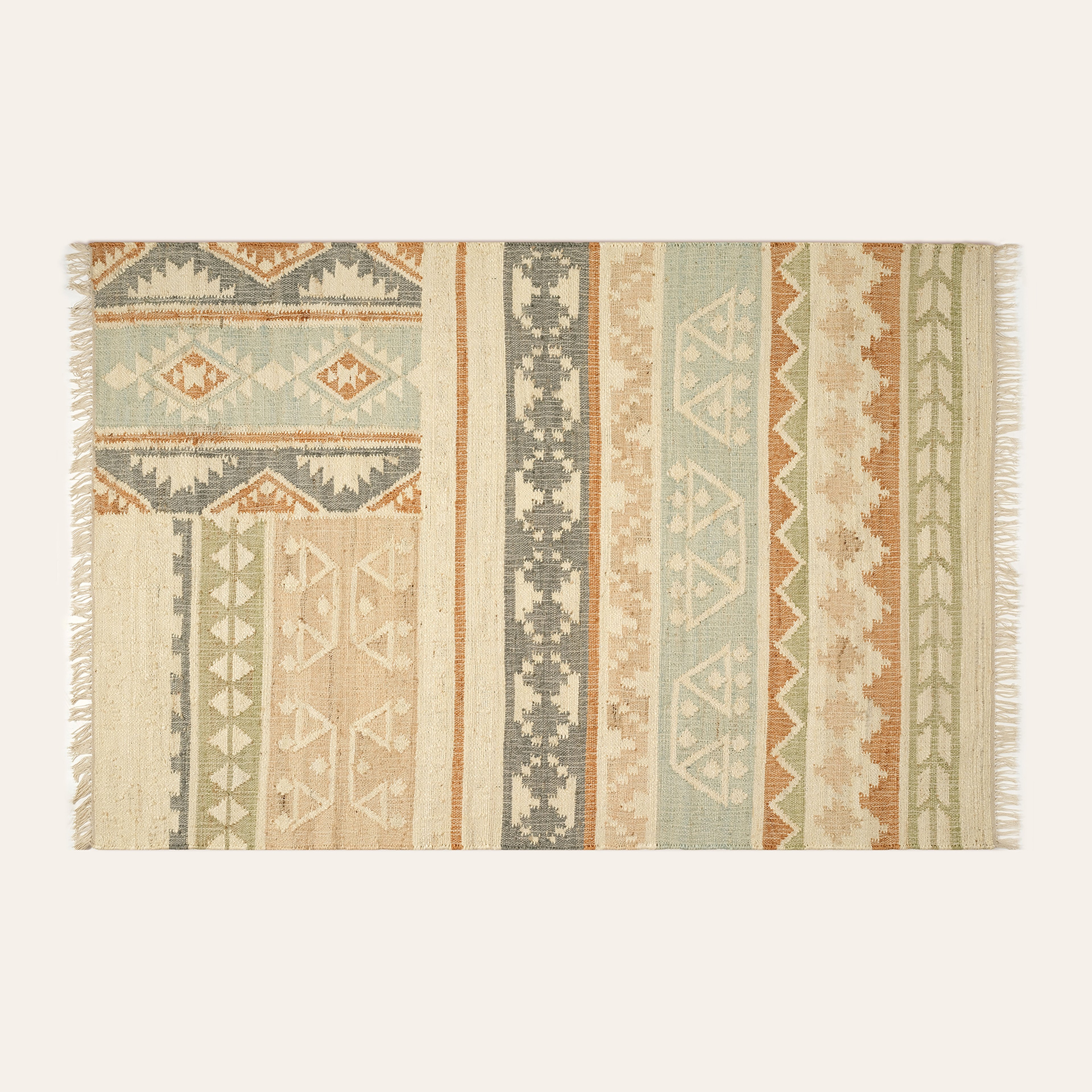 Jaıpur Jüt Kilim 120x180 Cm Bej - Mavi