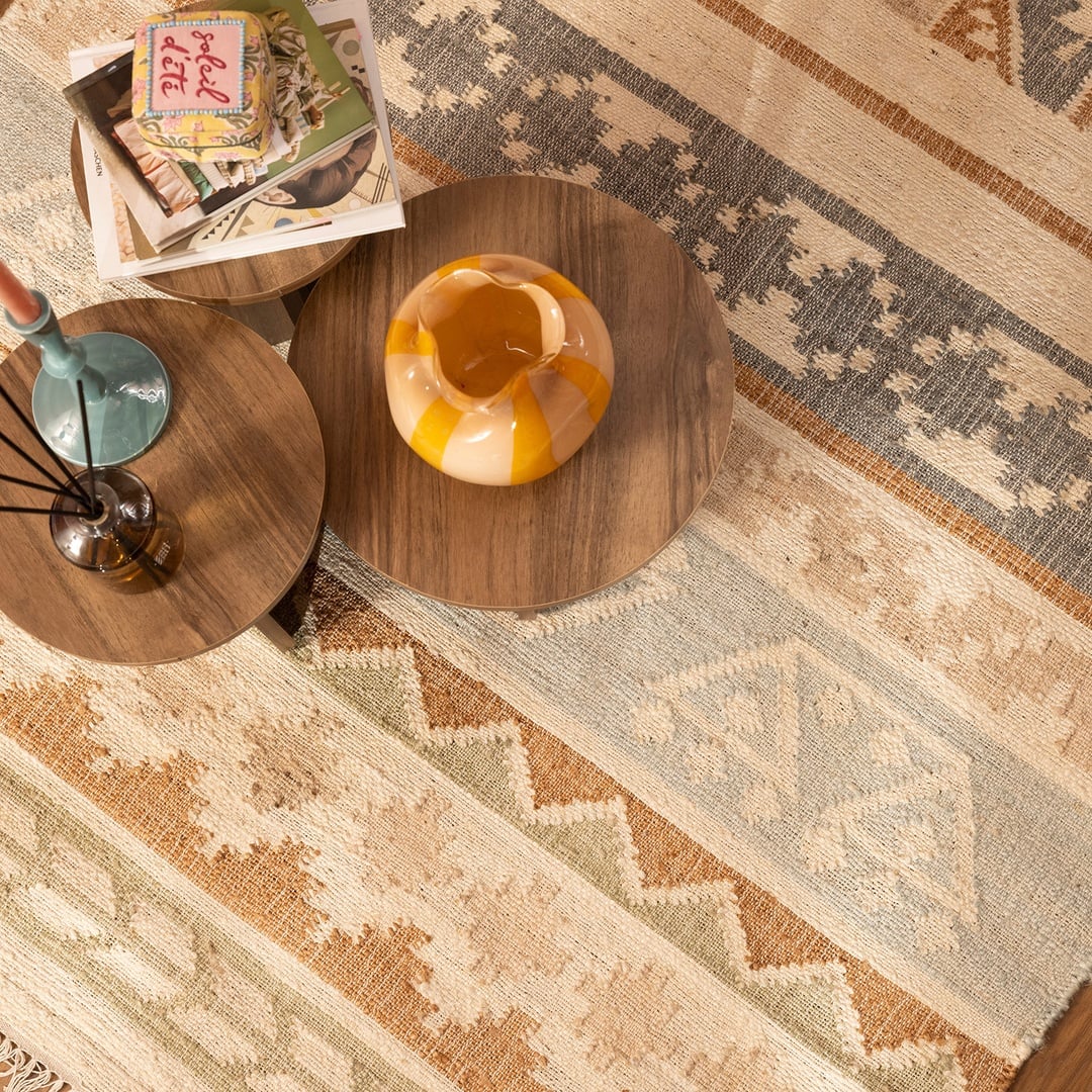 Jaıpur Jüt Kilim 160x230 Cm Bej - Mavi