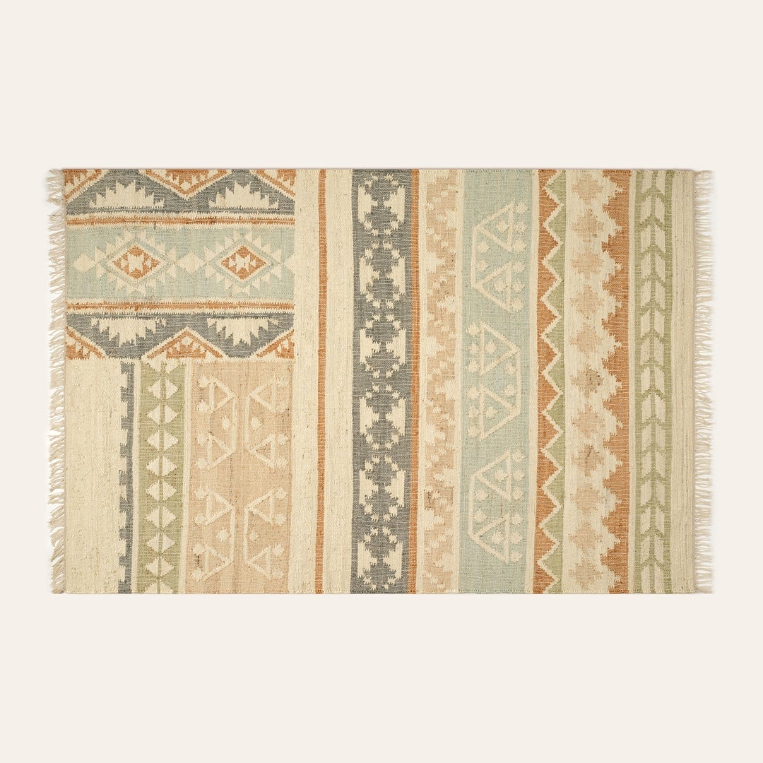 Jaıpur Jüt Kilim 160x230 Cm Bej - Mavi