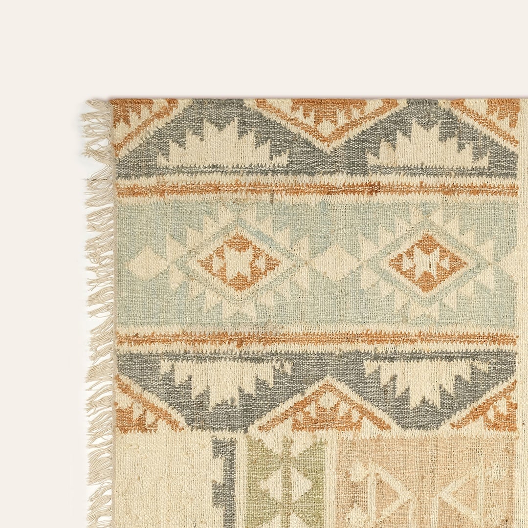 Jaıpur Jüt Kilim 160x230 Cm Bej - Mavi