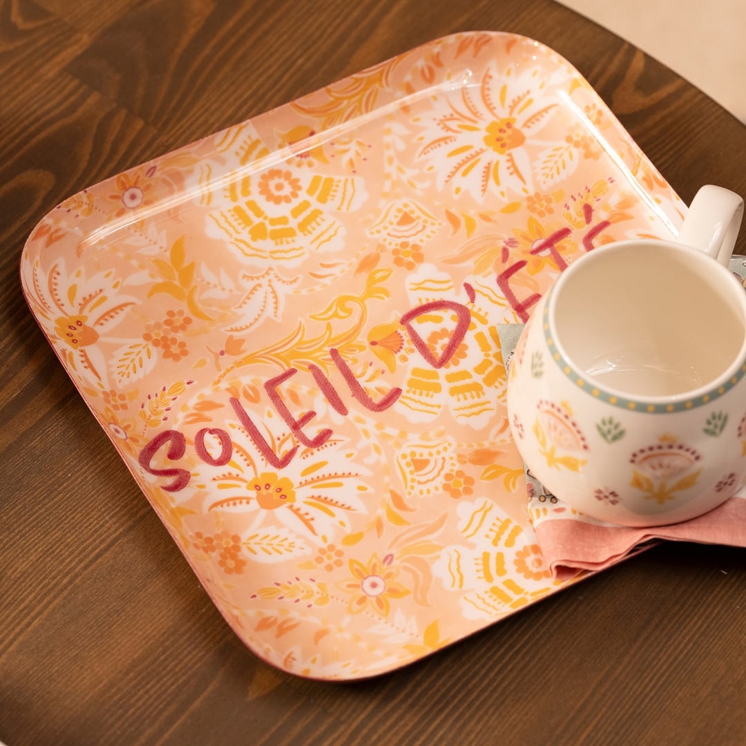 Nanpur Metal Dekoratif Tepsi 26x26x2 Cm Somon