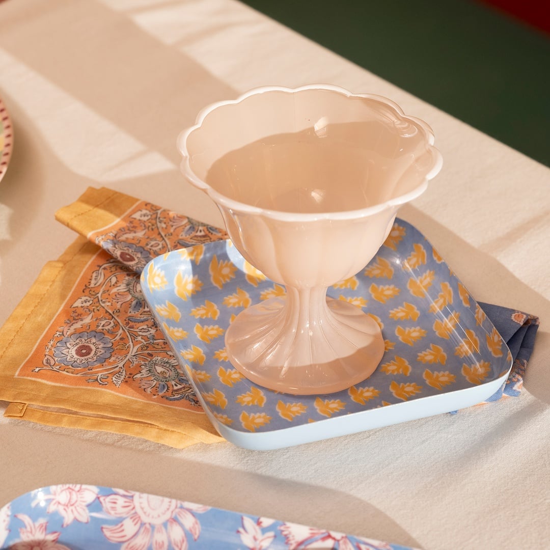 Nanpur Metal Dekoratif Tepsi 15x15x3 Cm Mavi - Sarı