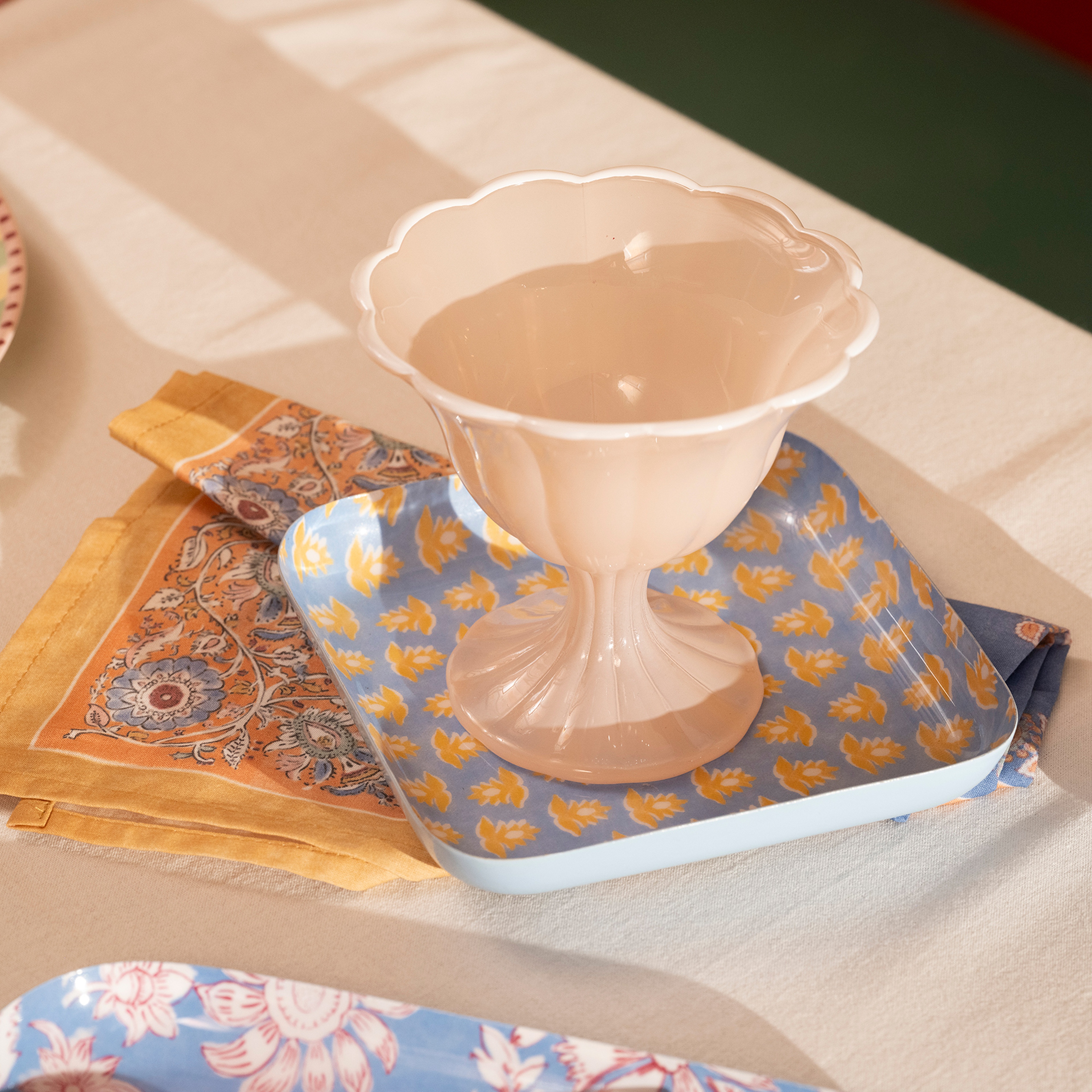 Nanpur Metal Dekoratif Tepsi 15x15x3 Cm Mavi - Sarı