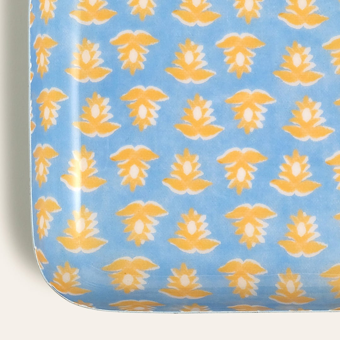 Nanpur Metal Dekoratif Tepsi 15x15x3 Cm Mavi - Sarı