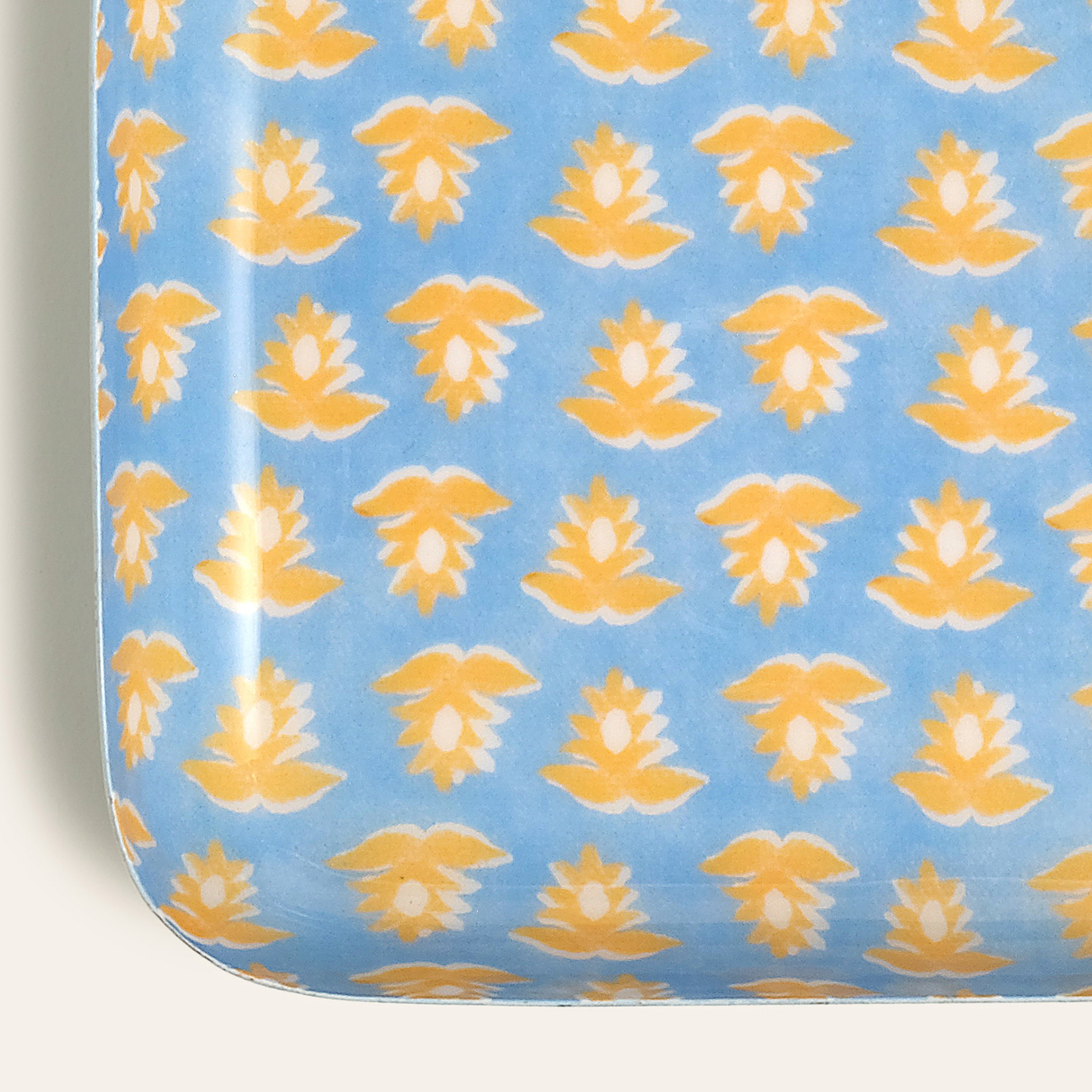 Nanpur Metal Dekoratif Tepsi 15x15x3 Cm Mavi - Sarı