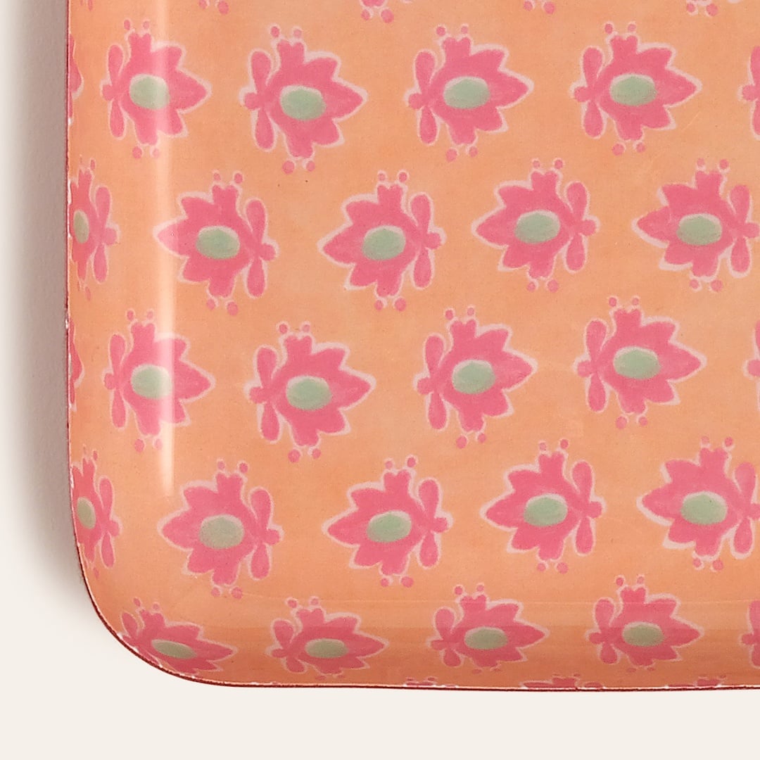 Nanpur Metal Dekoratif Tepsi 15x15x3 Cm Somon