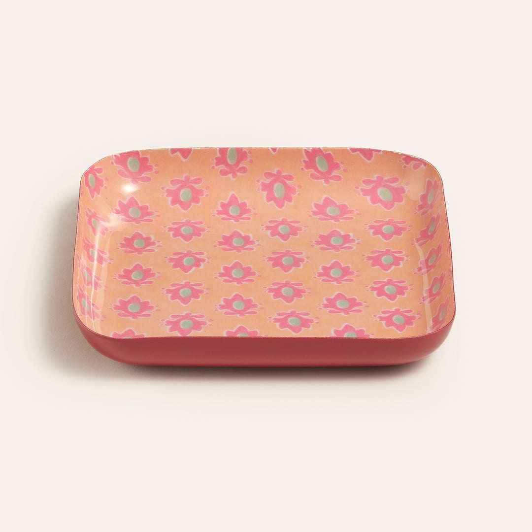 Nanpur Metal Dekoratif Tepsi 15x15x3 Cm Somon