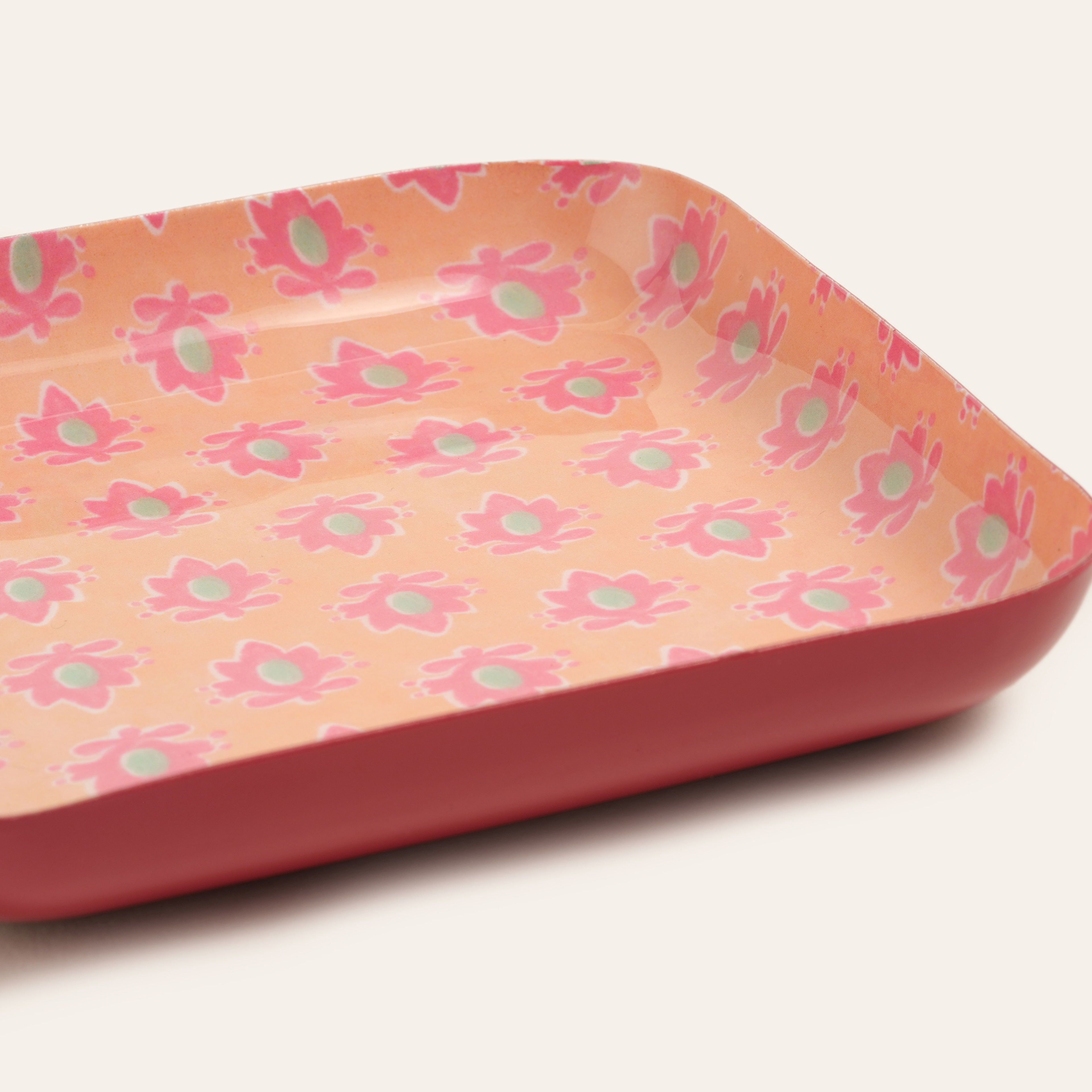 Nanpur Metal Dekoratif Tepsi 15x15x3 Cm Somon