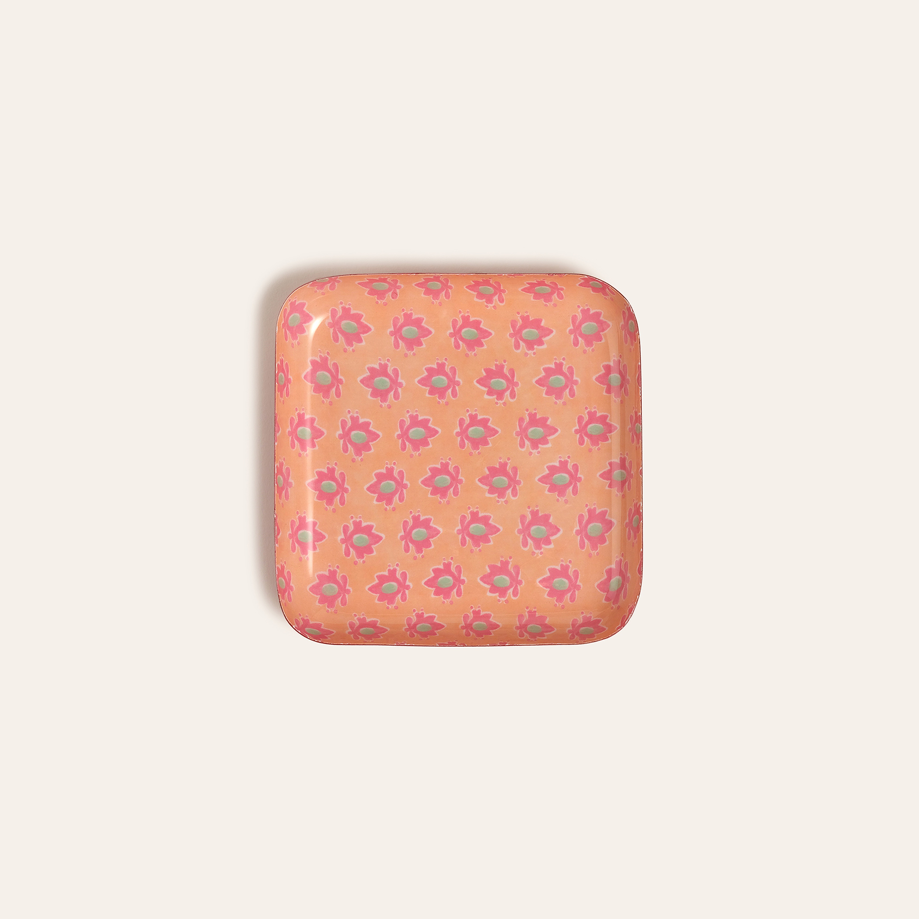 Nanpur Metal Dekoratif Tepsi 15x15x3 Cm Somon