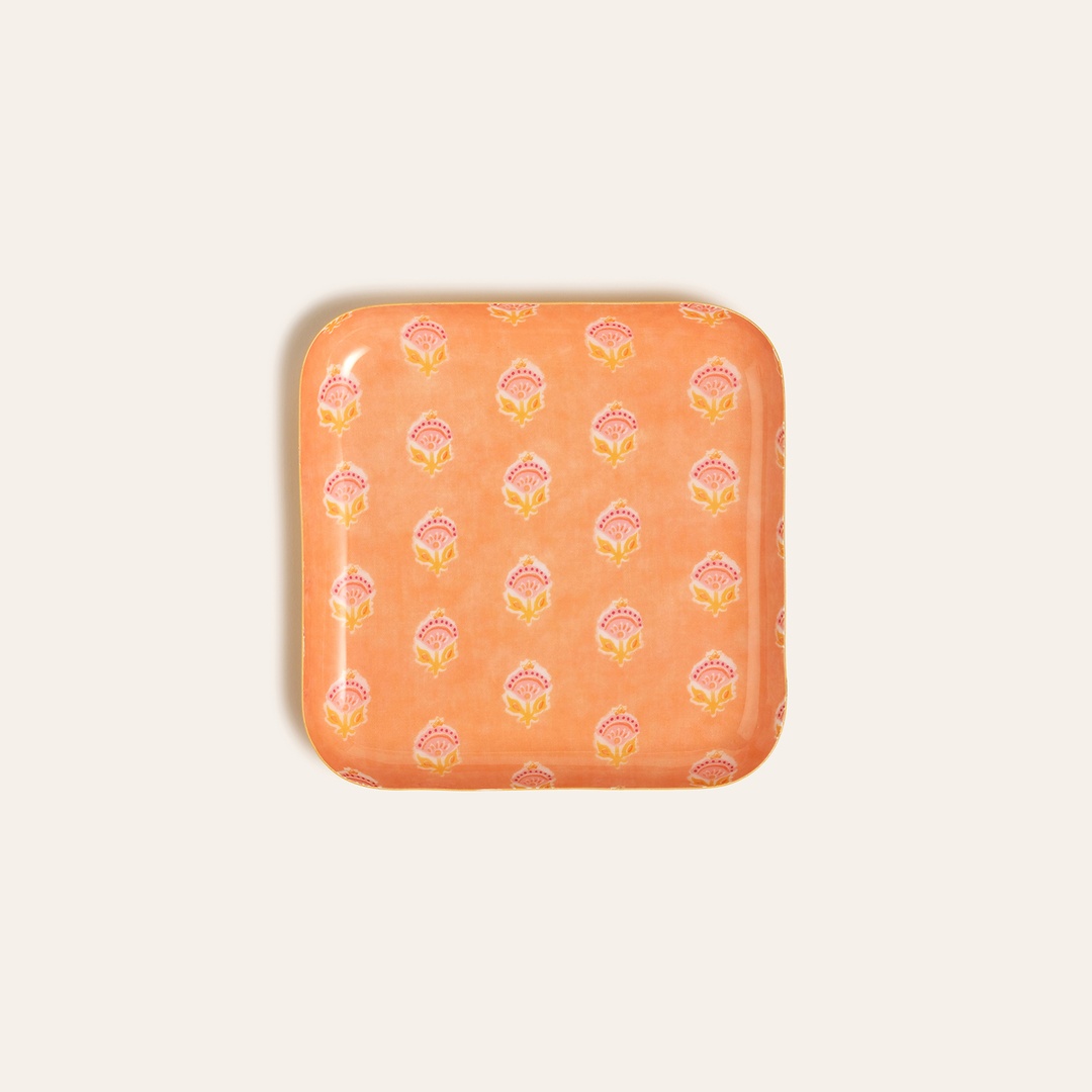 Nanpur Metal Dekoratif Tepsi 19x19x2 Cm Somon