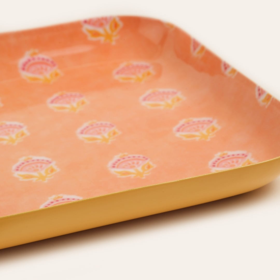 Nanpur Metal Dekoratif Tepsi 19x19x2 Cm Somon