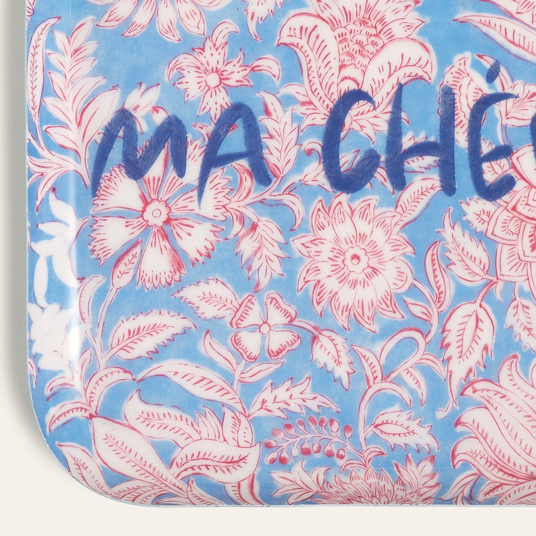 Nanpur Metal Dekoratif Tepsi 26x26x2 Cm Mavi - Bordo