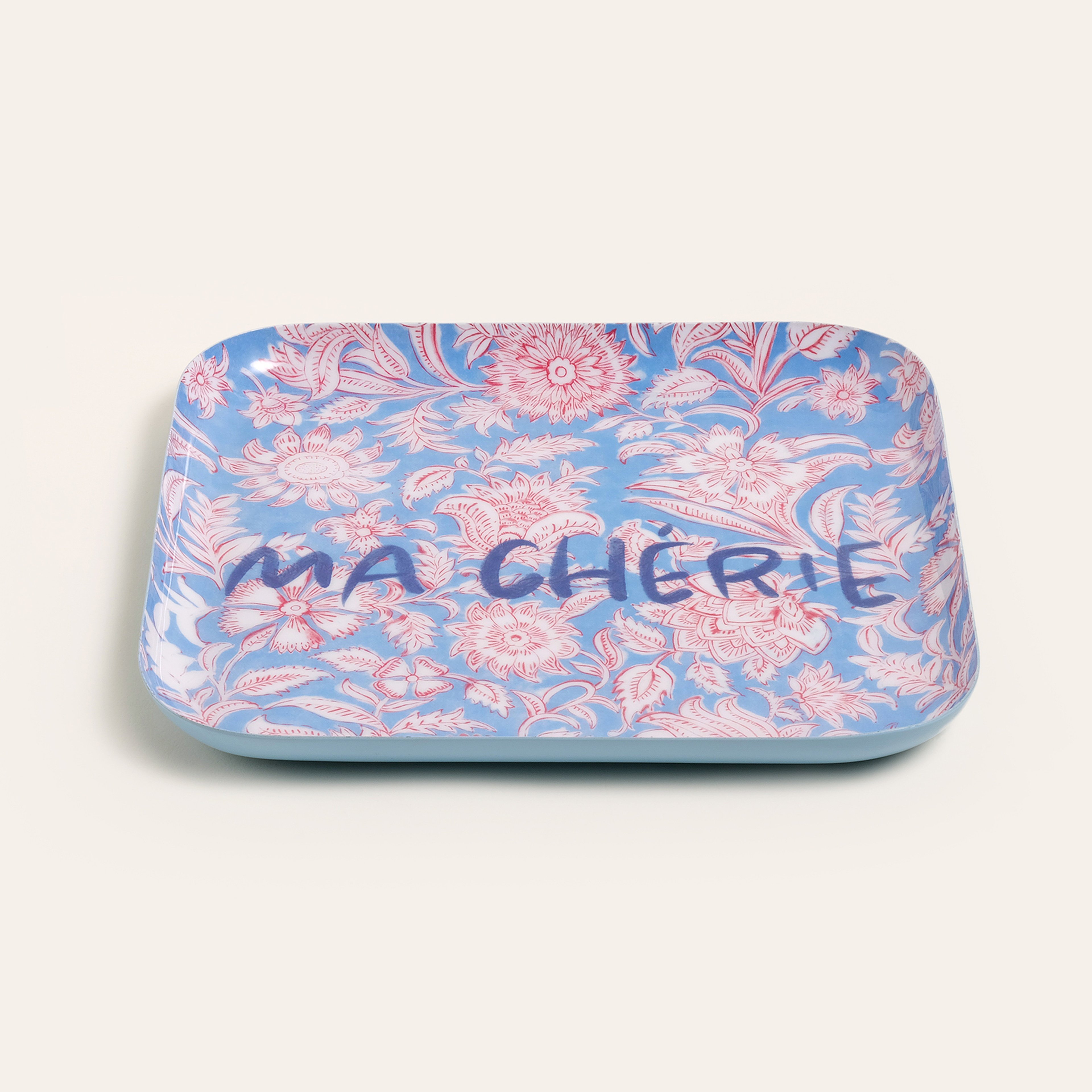 Nanpur Metal Dekoratif Tepsi 26x26x2 Cm Mavi - Bordo