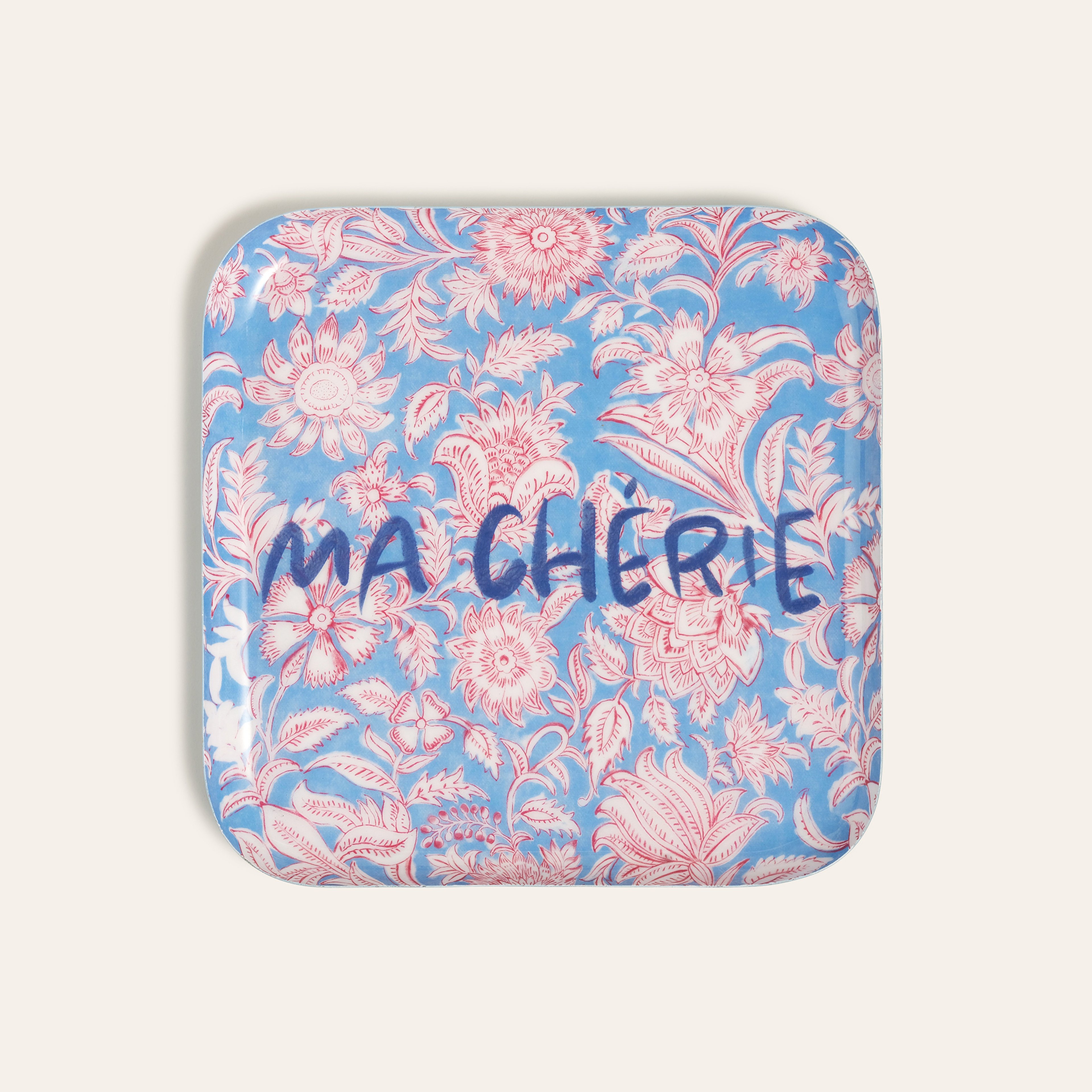 Nanpur Metal Dekoratif Tepsi 26x26x2 Cm Mavi - Bordo