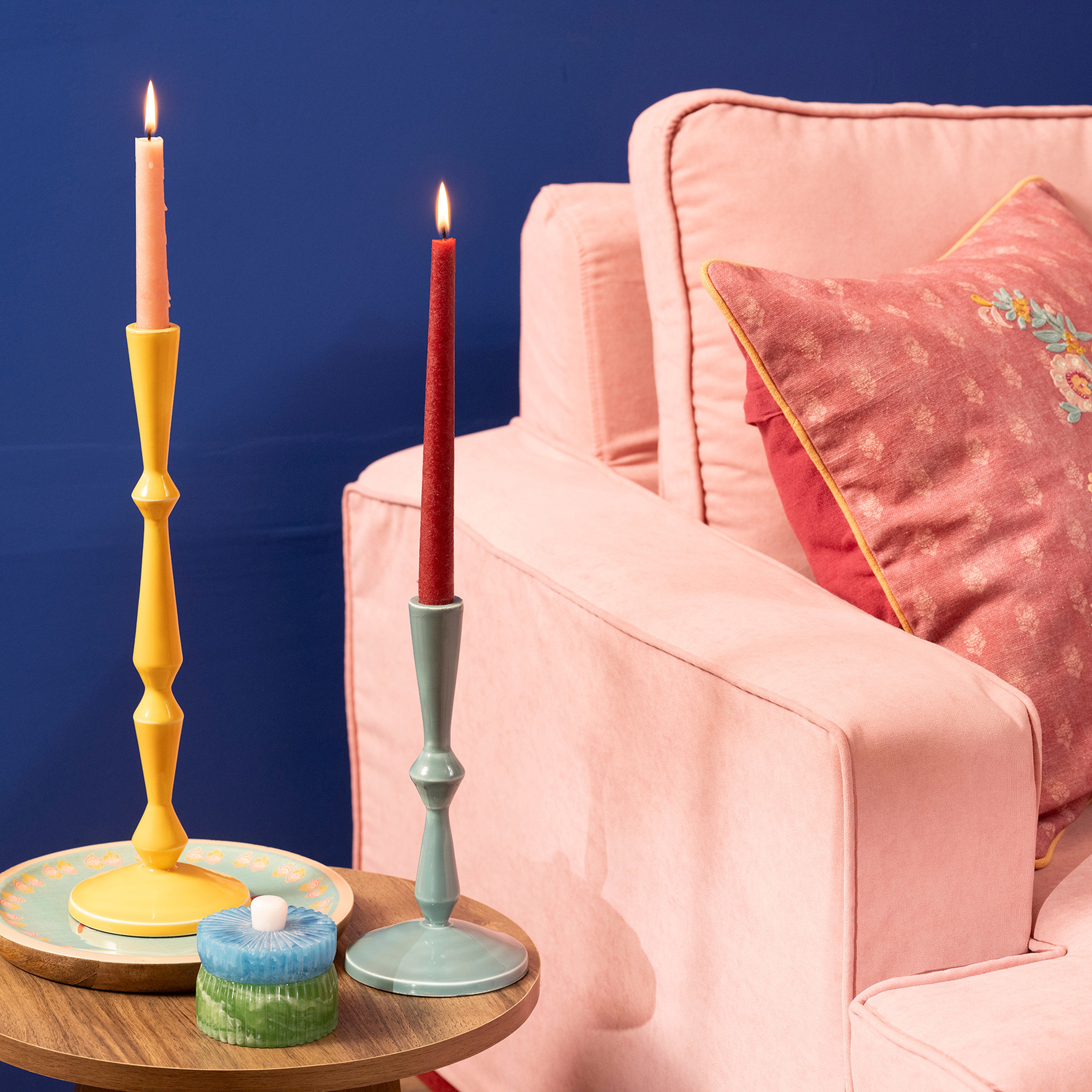 Nanpur Metal Şamdan 12x12x42 Cm Sarı