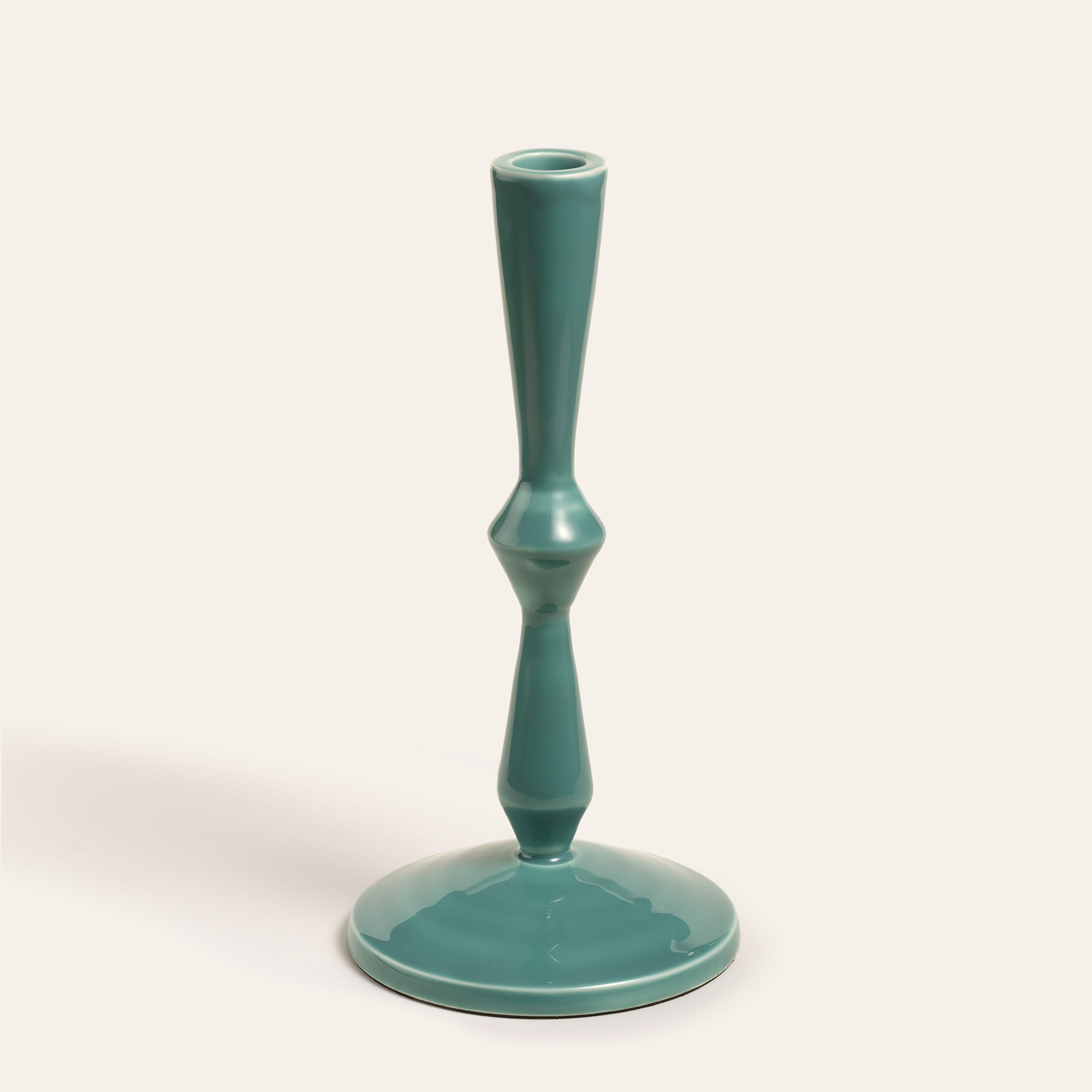 Nanpur Metal Şamdan 7x7x23 Cm Yeşil