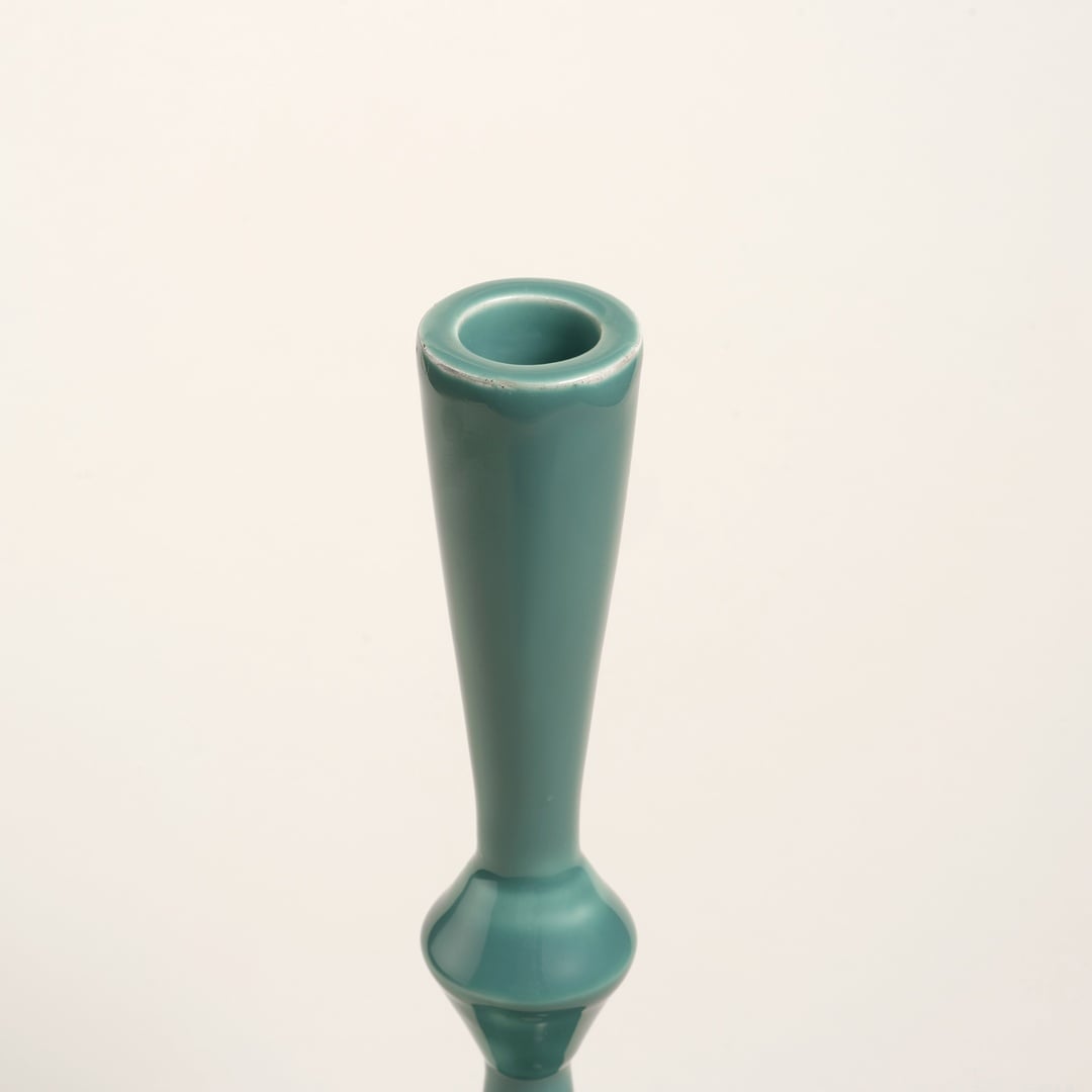 Nanpur Metal Şamdan 7x7x23 Cm Yeşil