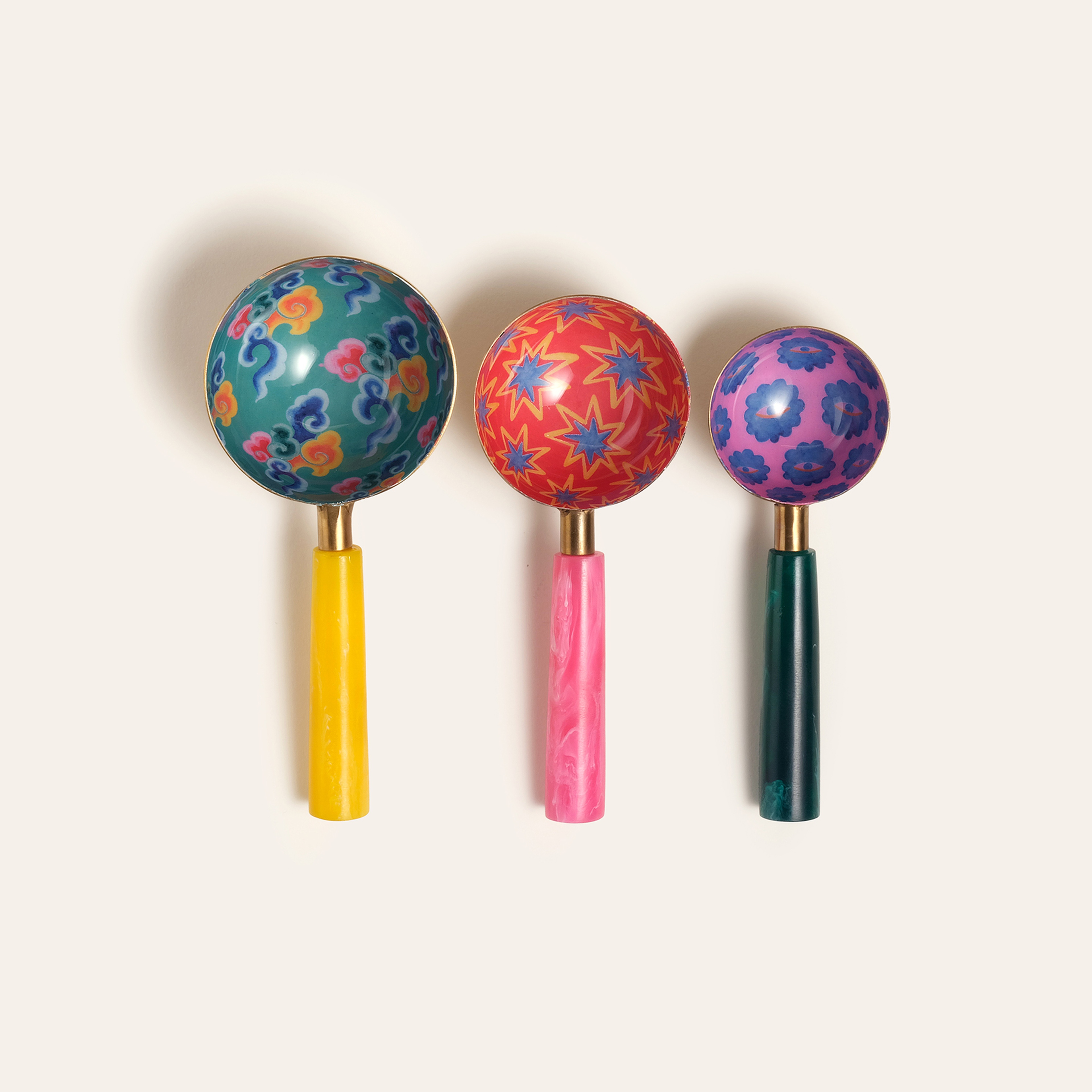 Rampur Çelik - Reçine Ölçü Kaşık Seti 4x16x3 Cm Renkli